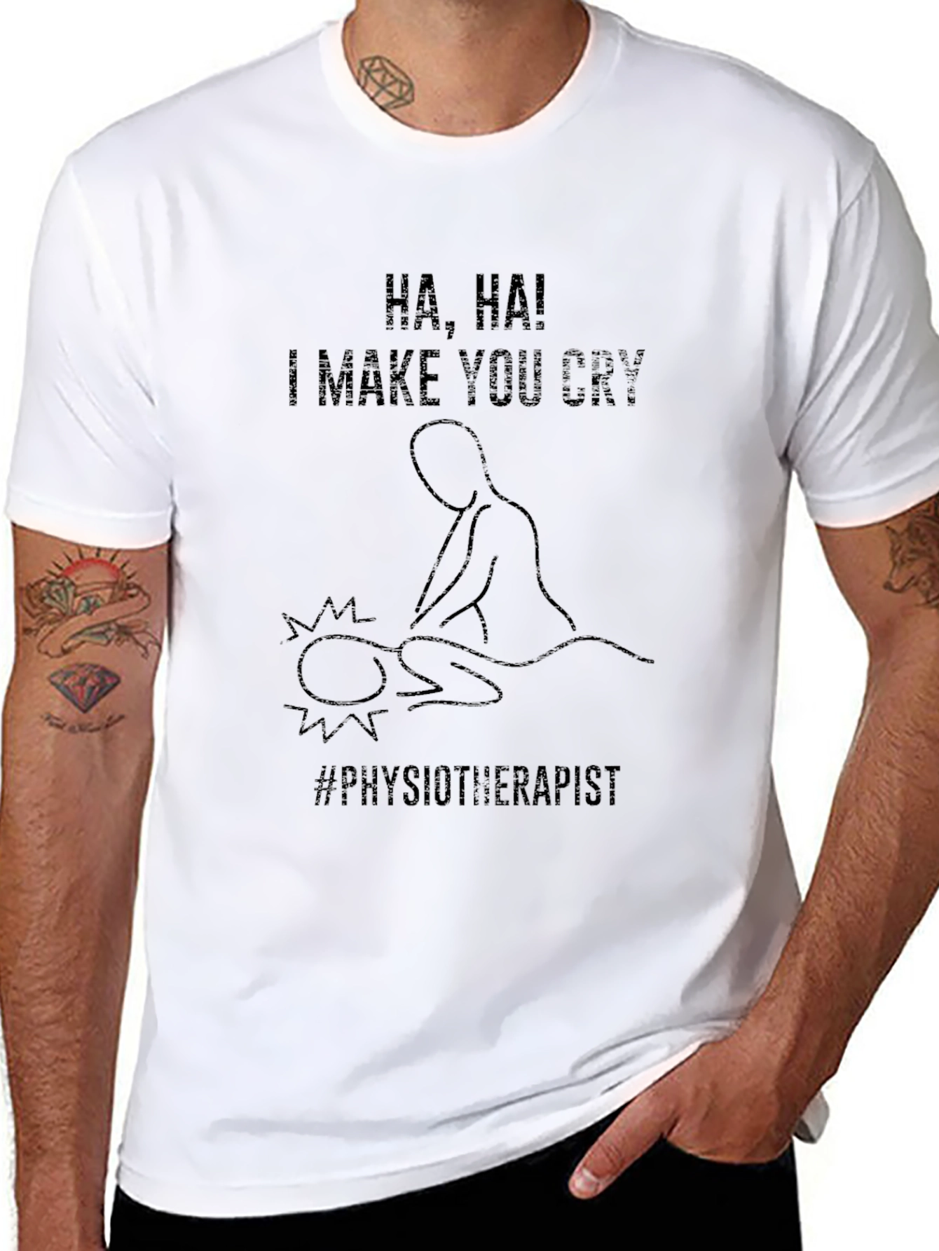 Black Funny Physiotherapist T-Shirt: I Make You Cry view 8