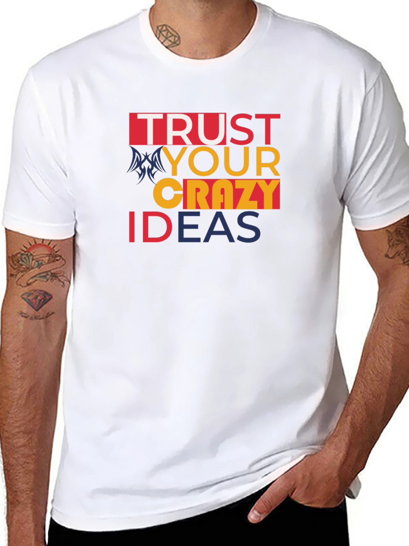 Black Trust Your Crazy Ideas T-Shirt - Bold Graphic Tee view 8