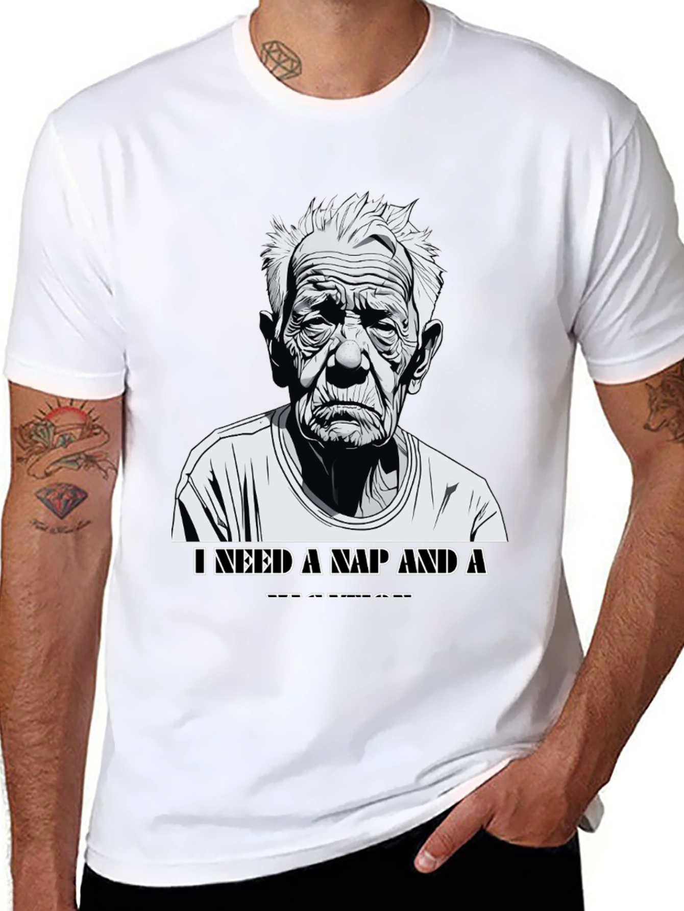 Black Funny Old Man Nap T-Shirt view 8