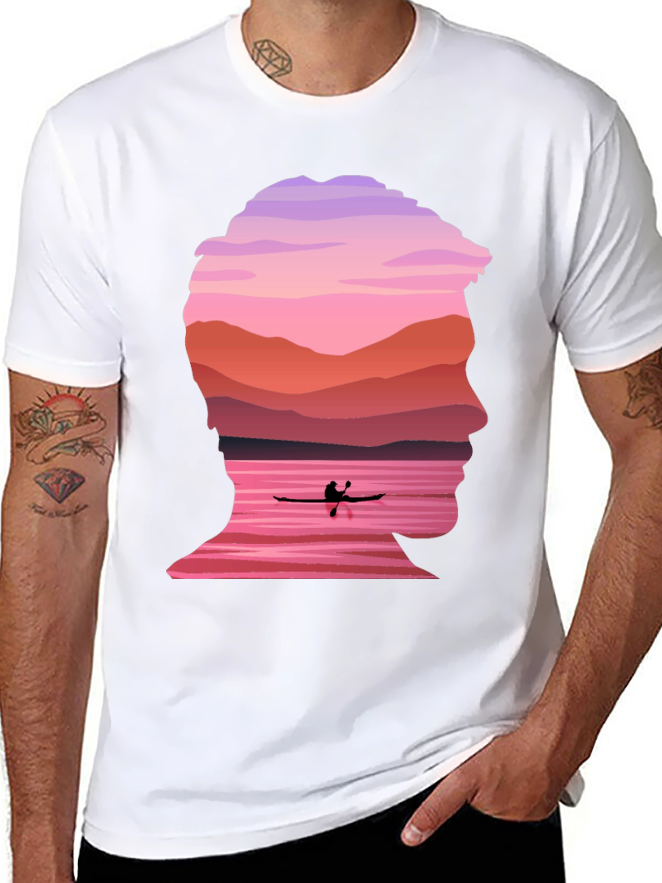 Black Silhouette Kayak Graphic Tee - Nature Inspired Design view 8
