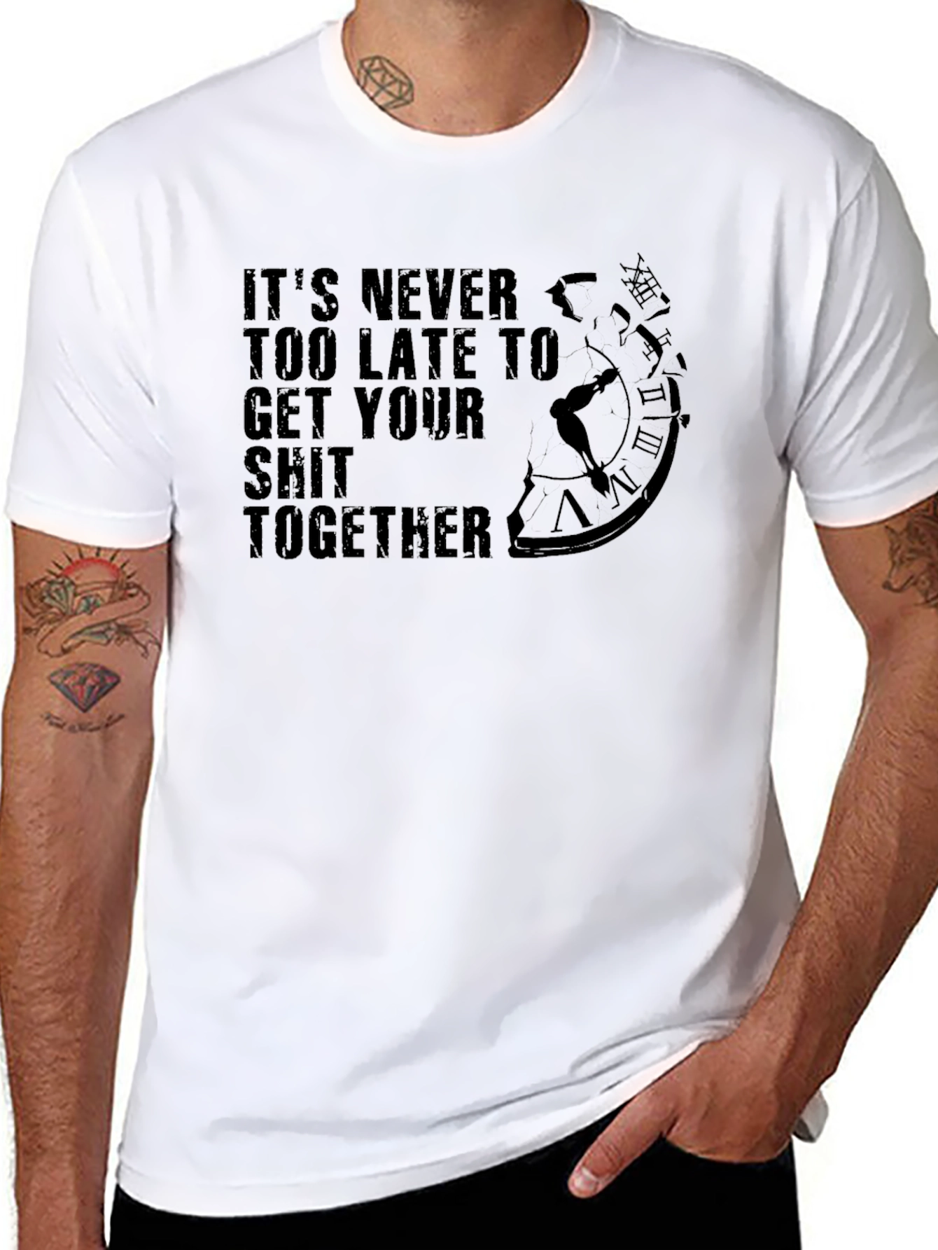 Black It's Never Too Late Graphic Tee view 8