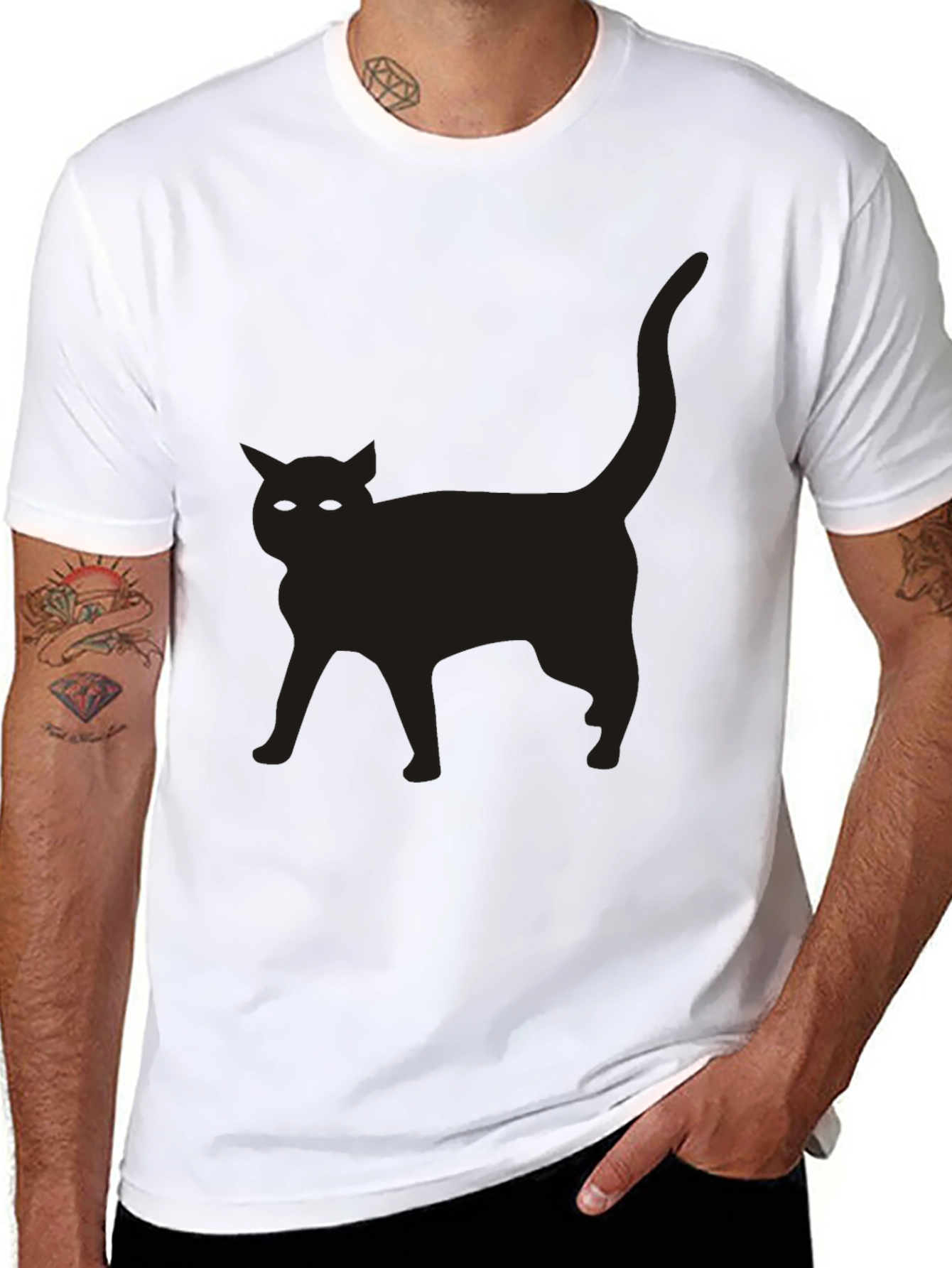 Black Black Cat Silhouette Graphic T-Shirt view 8