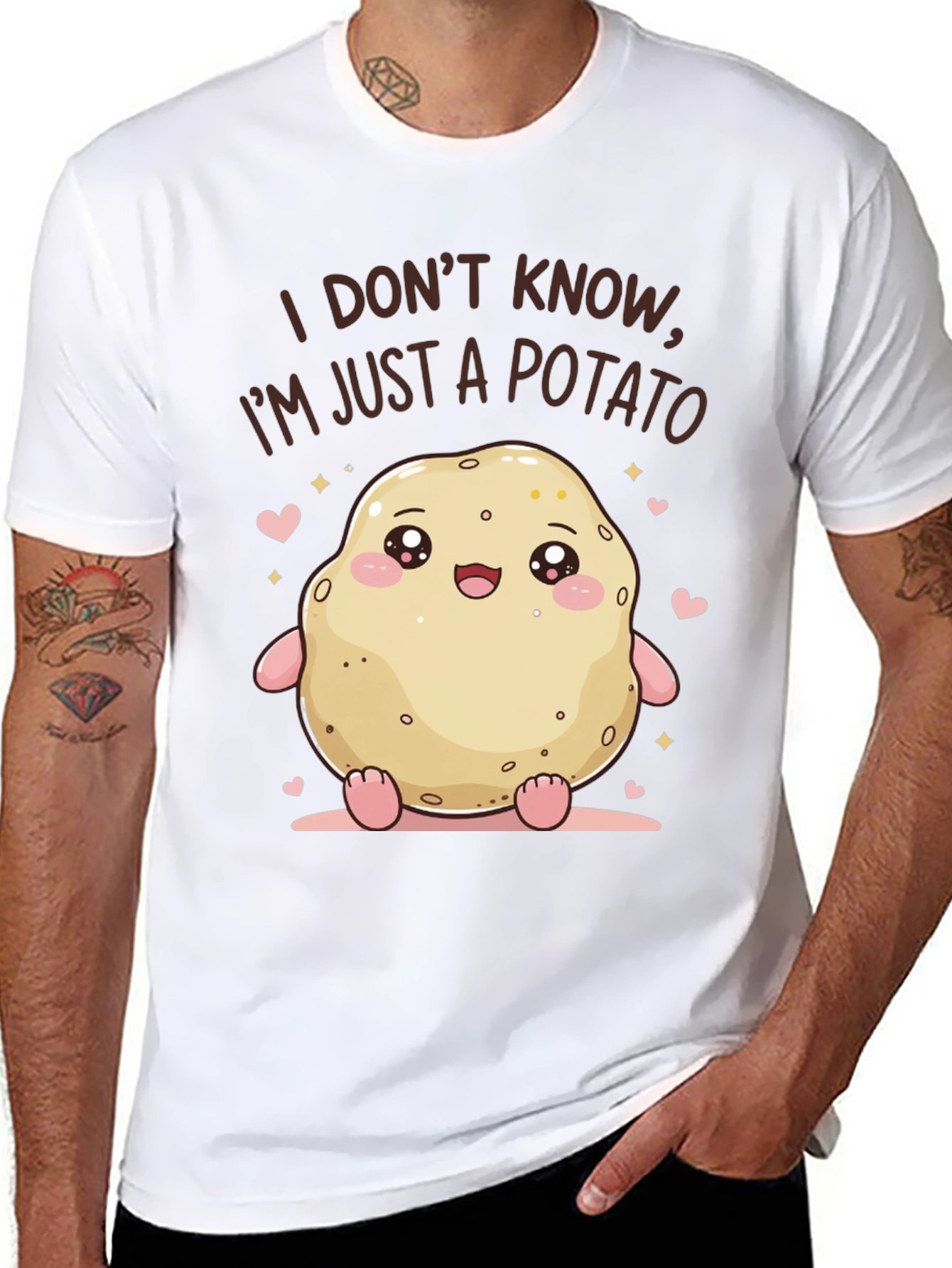 Black Cute Potato Graphic Tee - Funny Kawaii T-Shirt view 8