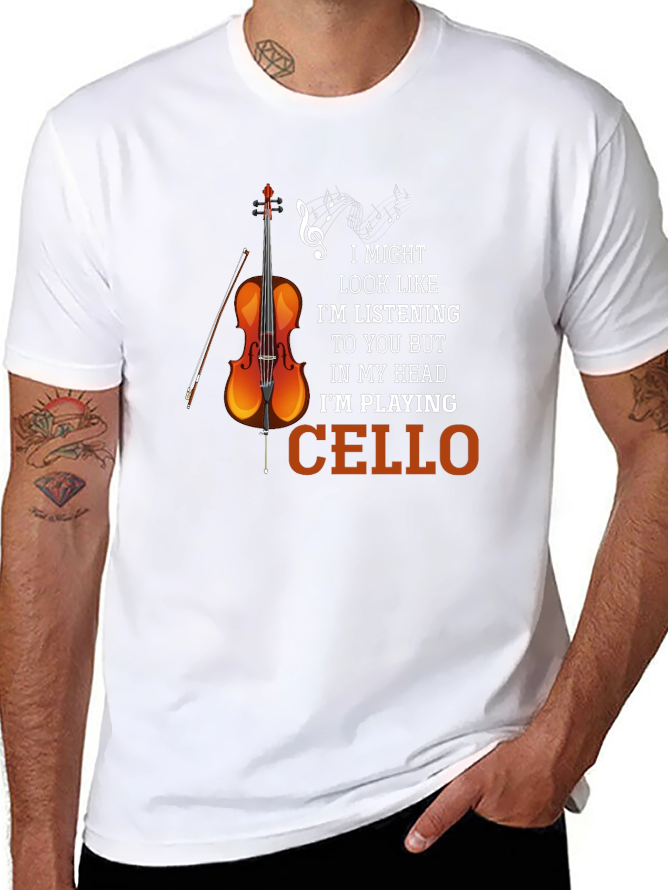 Black Cello Player T-Shirt Funny Musician Tee view 8