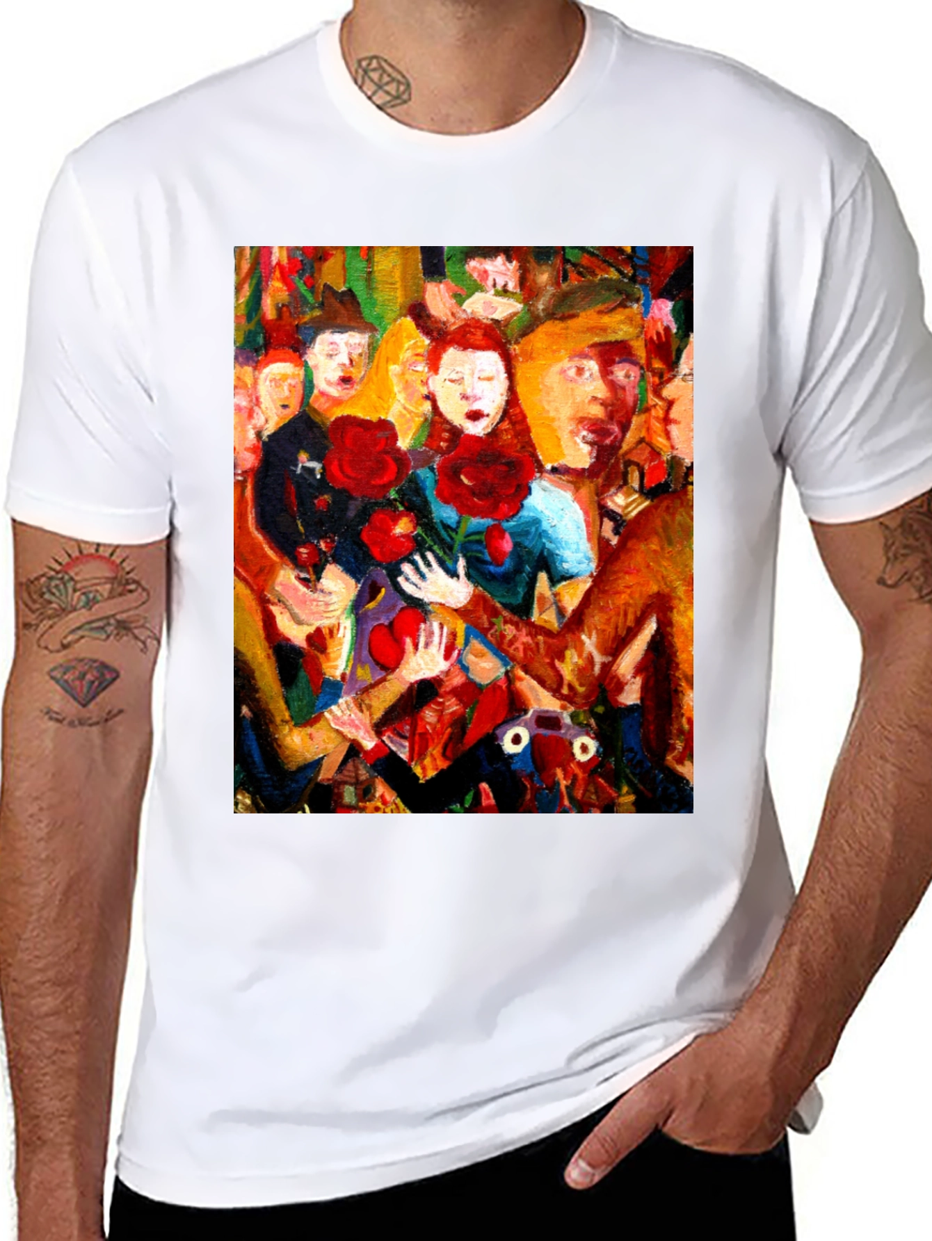Black Expressionist Painting Graphic Tee view 8