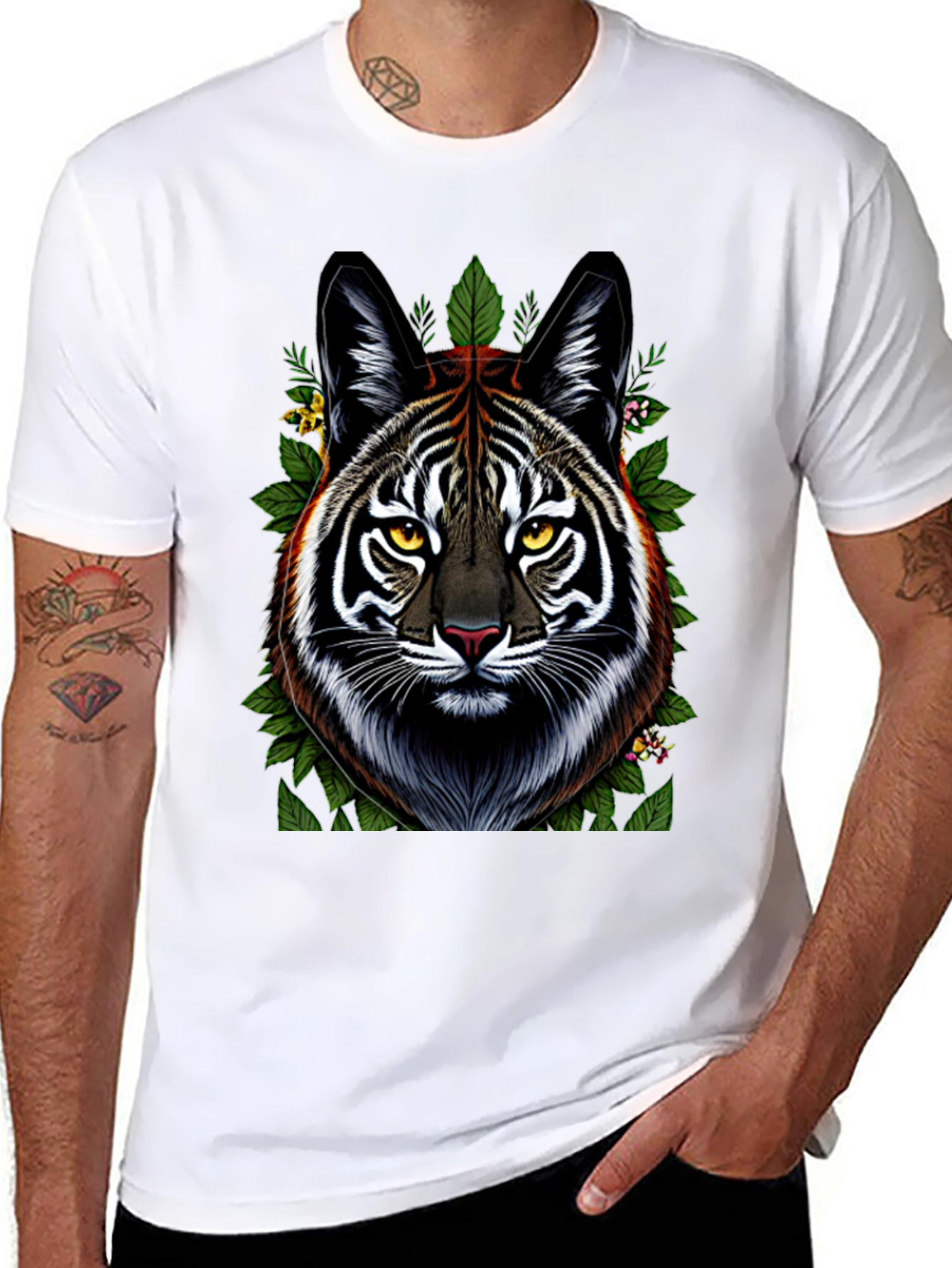 Black Tiger Face Graphic Tee - Black view 8