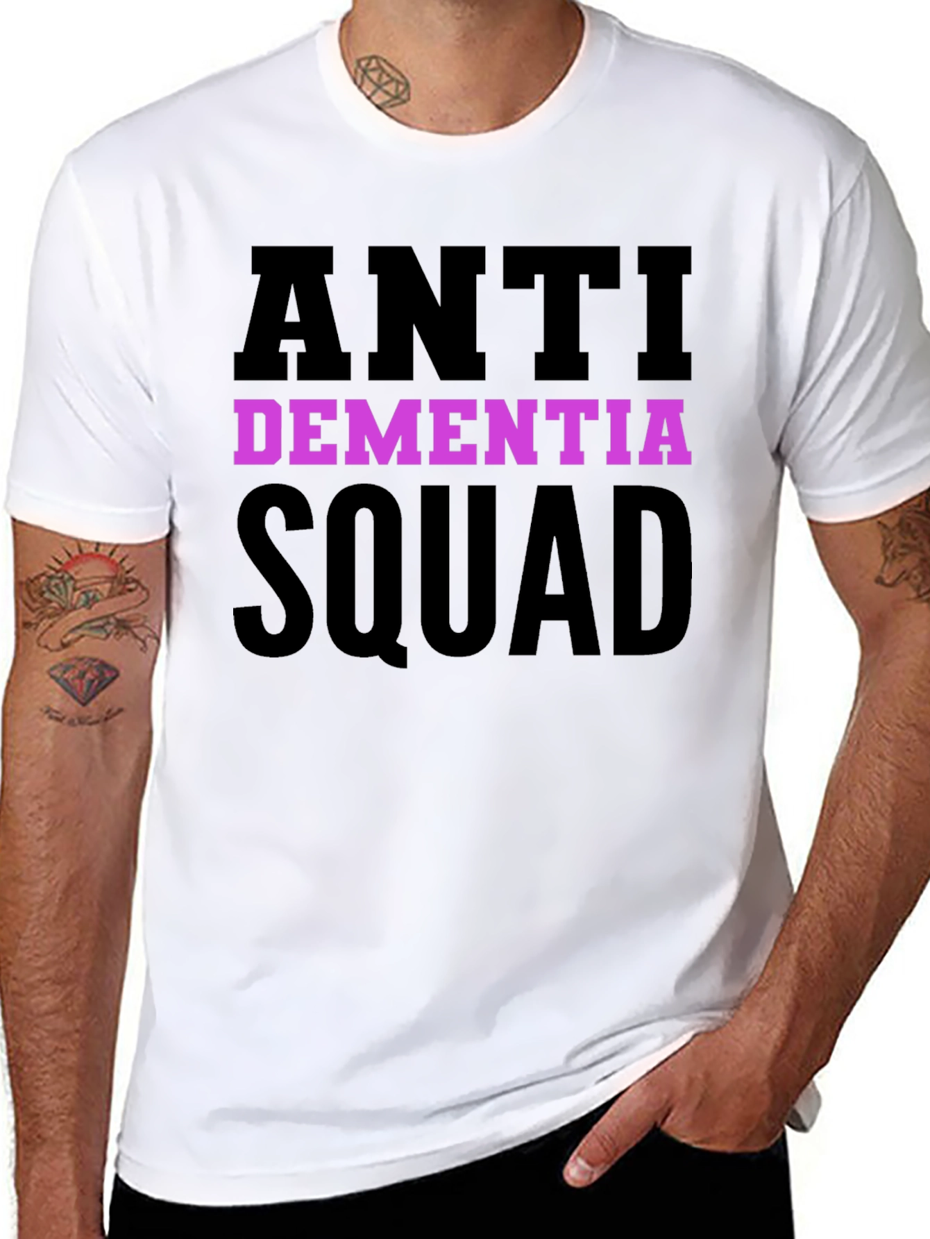 Black Anti Dementia Squad T-Shirt - Black Crew Neck Tee view 8