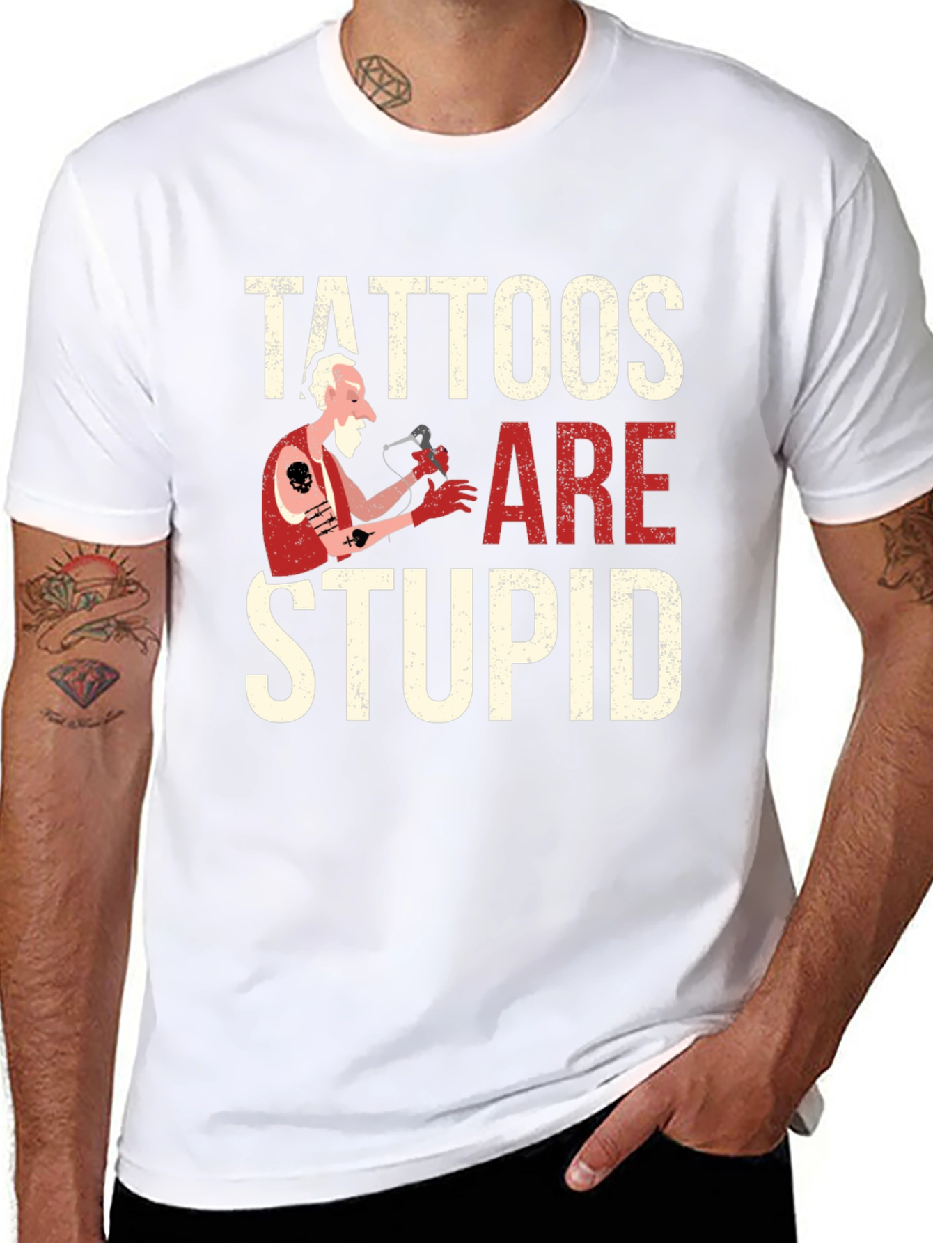 Black Tattoos Are Stupid Graphic Novelty T-Shirt view 8