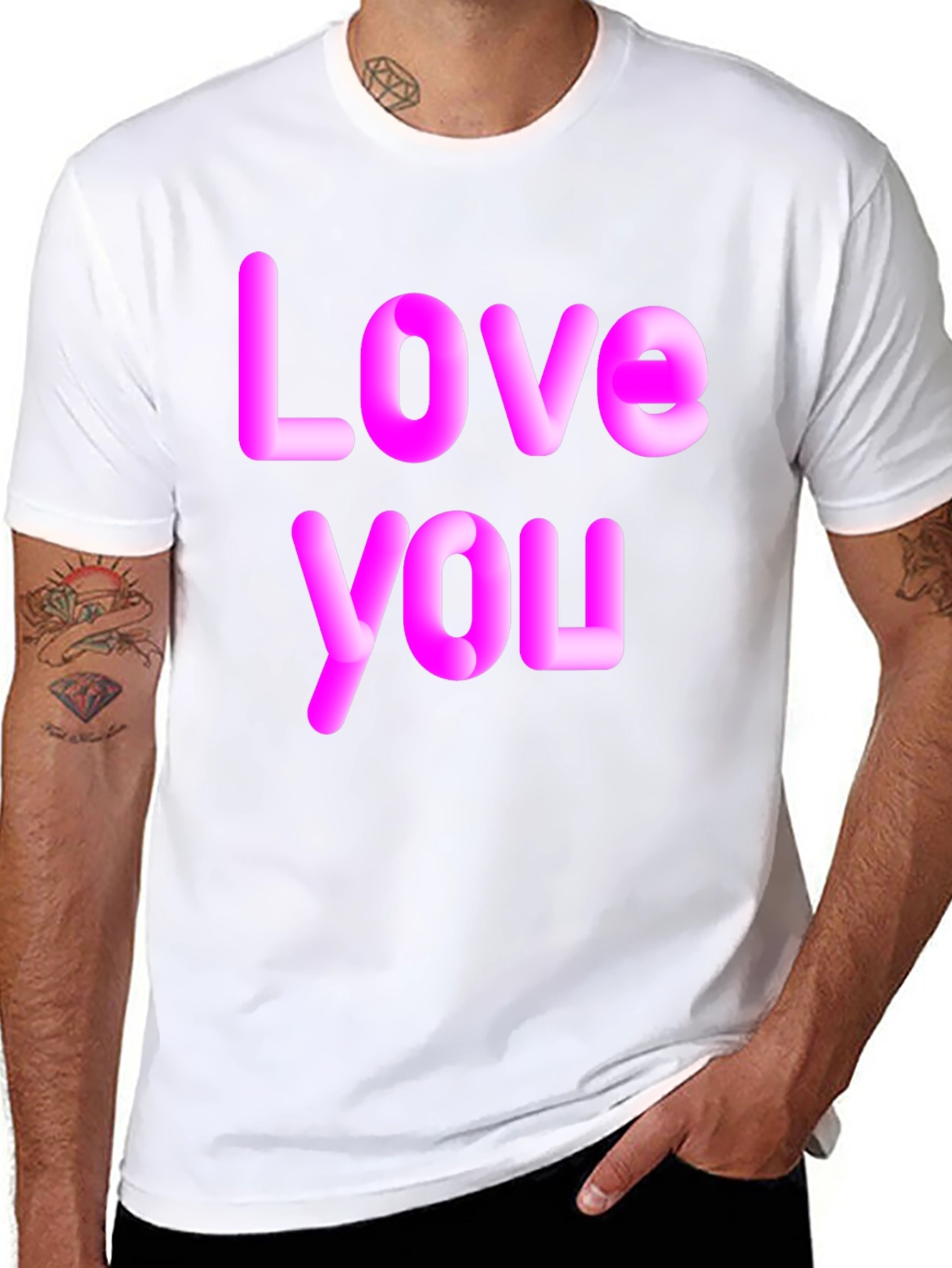 Black Love You Graphic Black T-Shirt view 8
