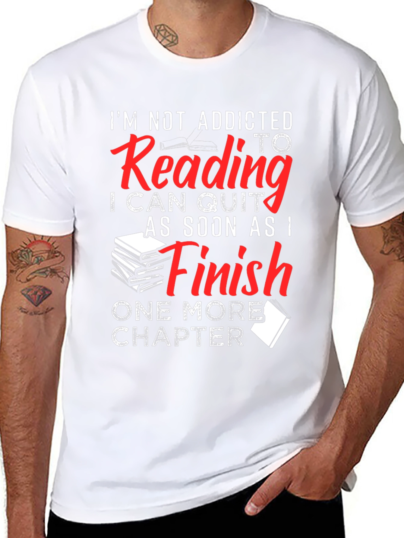 Black Funny Reading Addict T-Shirt: One More Chapter! view 8