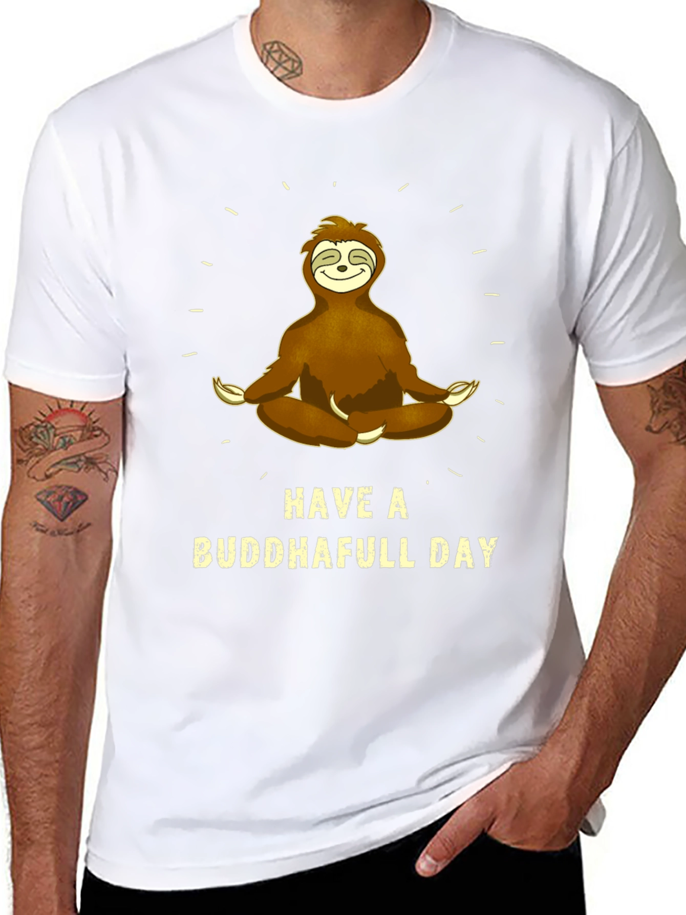 Black Buddha Sloth Graphic T-Shirt view 8