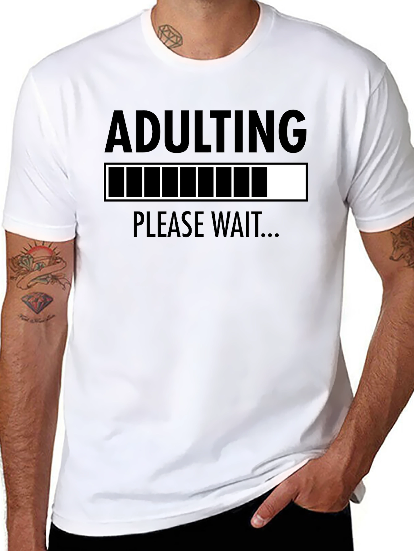 Black Adulting Please Wait T-Shirt Funny Graphic Tee view 8