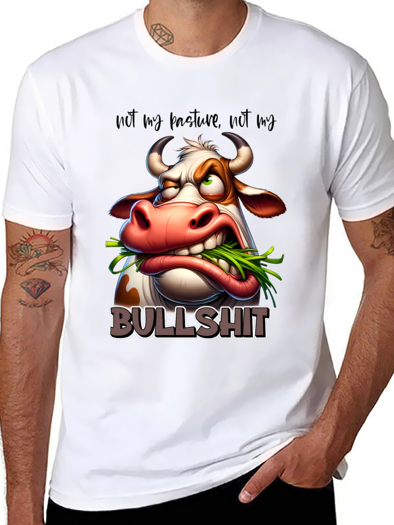 Black Funny Cow Graphic T-Shirt - Not My Pasture view 8