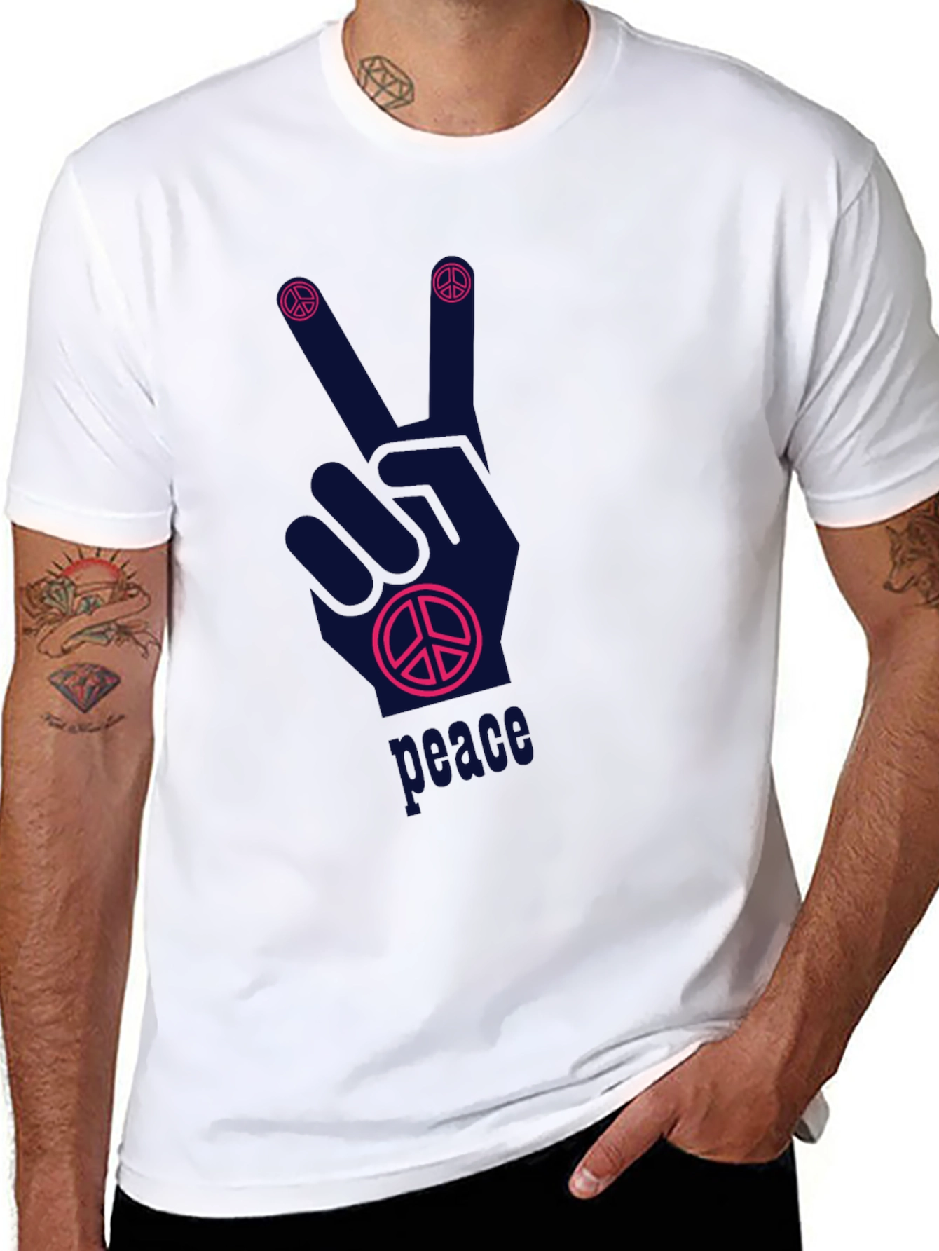 Black Peace Sign Graphic T-Shirt - Relaxed Fit view 8