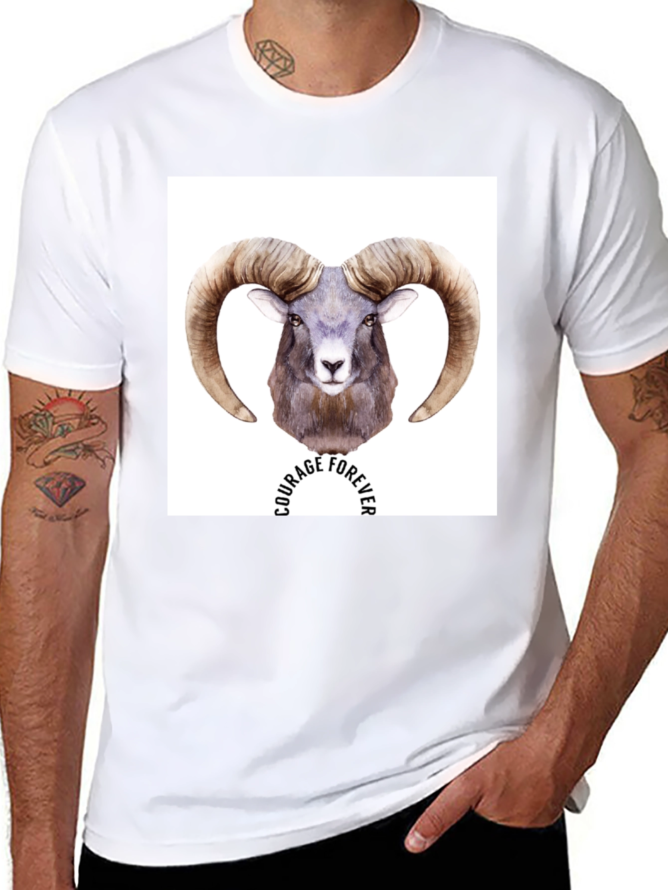 Black Courage Forever Ram Graphic T-Shirt - Black view 8