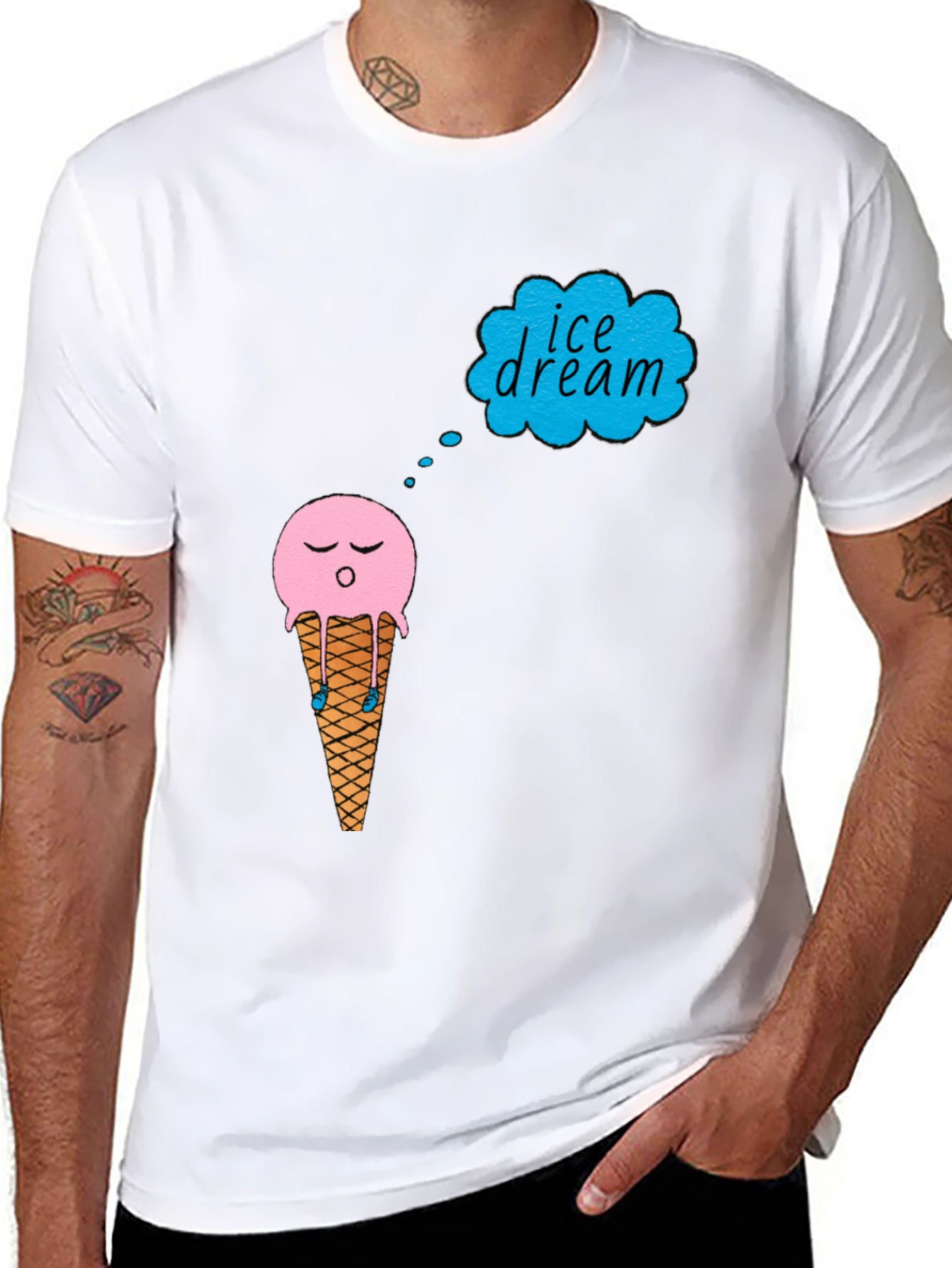 Black Ice Cream Dream T-Shirt - Black Cotton Tee view 8