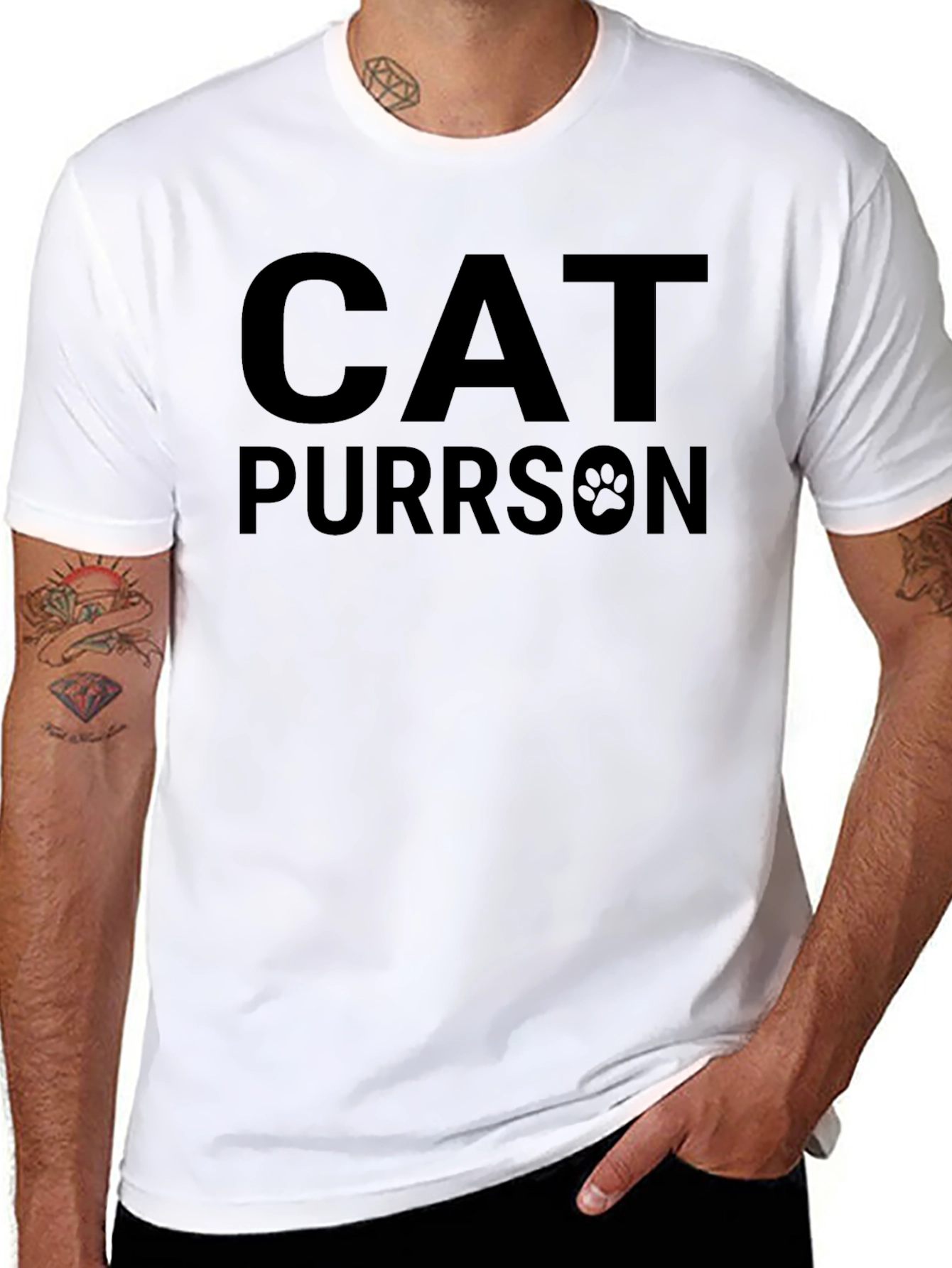 Black Cat Purrson T-Shirt - Novelty Graphic Tee view 8