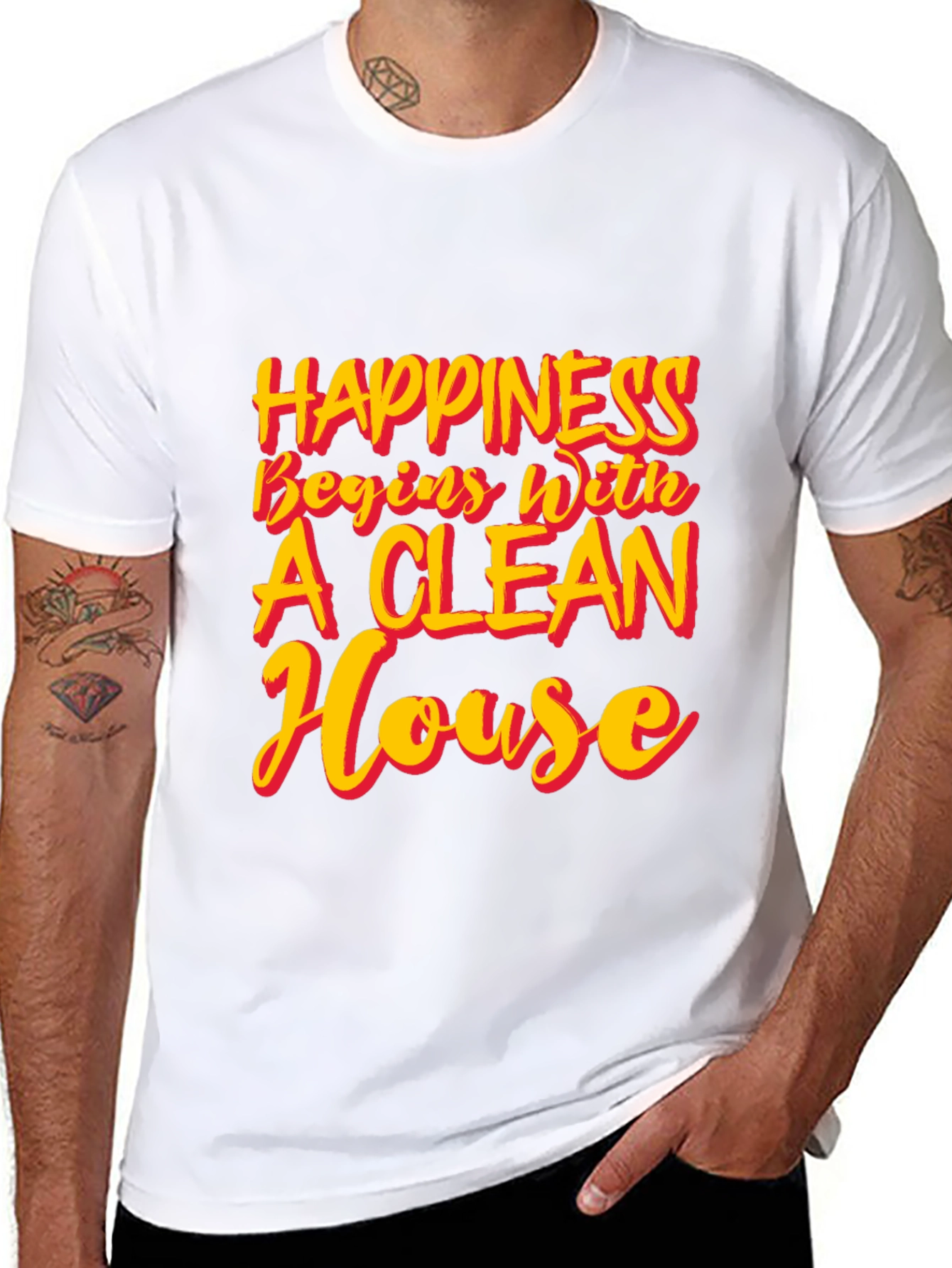 Black Happiness Clean House T-Shirt view 8