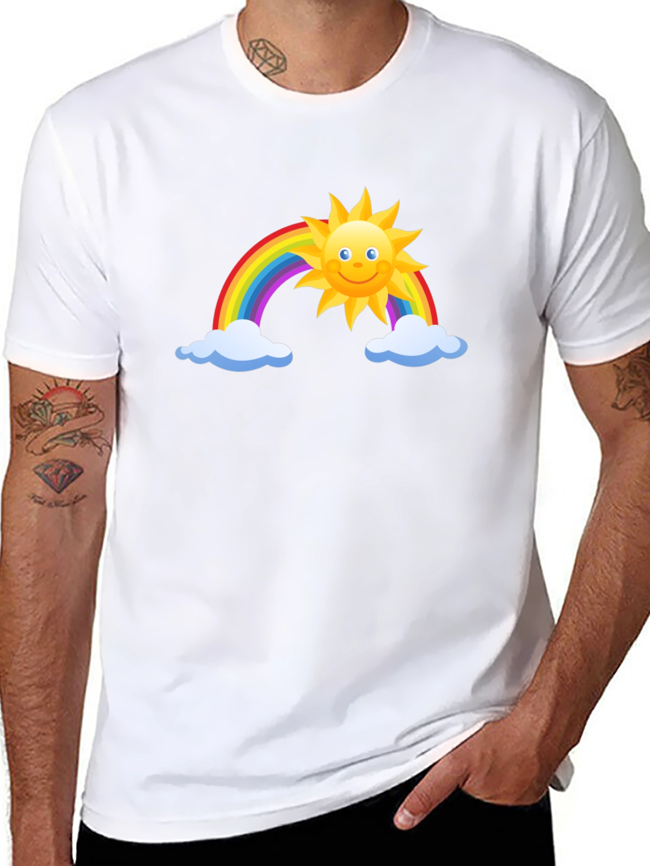 Black Rainbow Sun Graphic Black Tee view 8