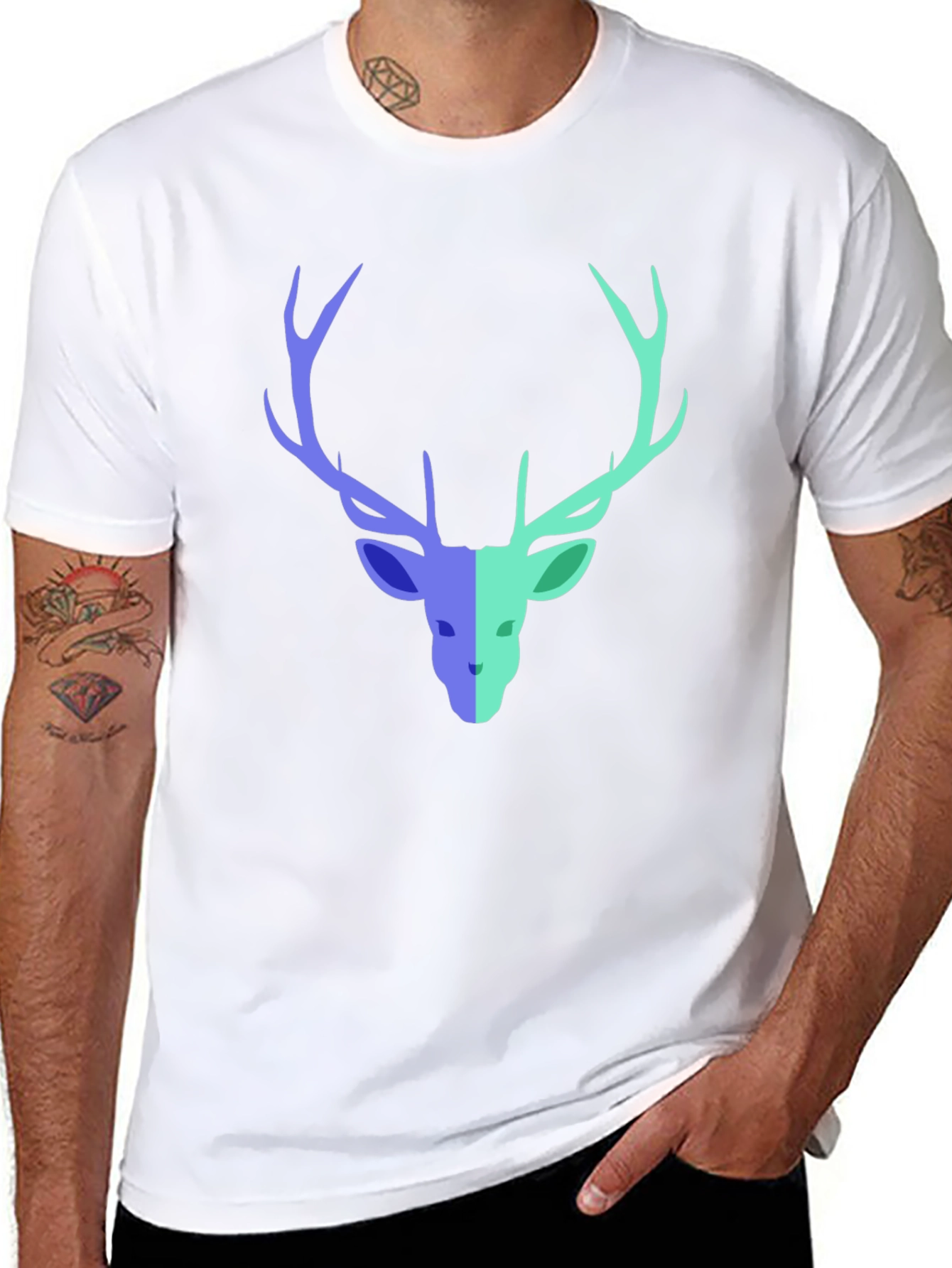 Black Stag Graphic Tee - Modern Deer Design Black T-Shirt view 8