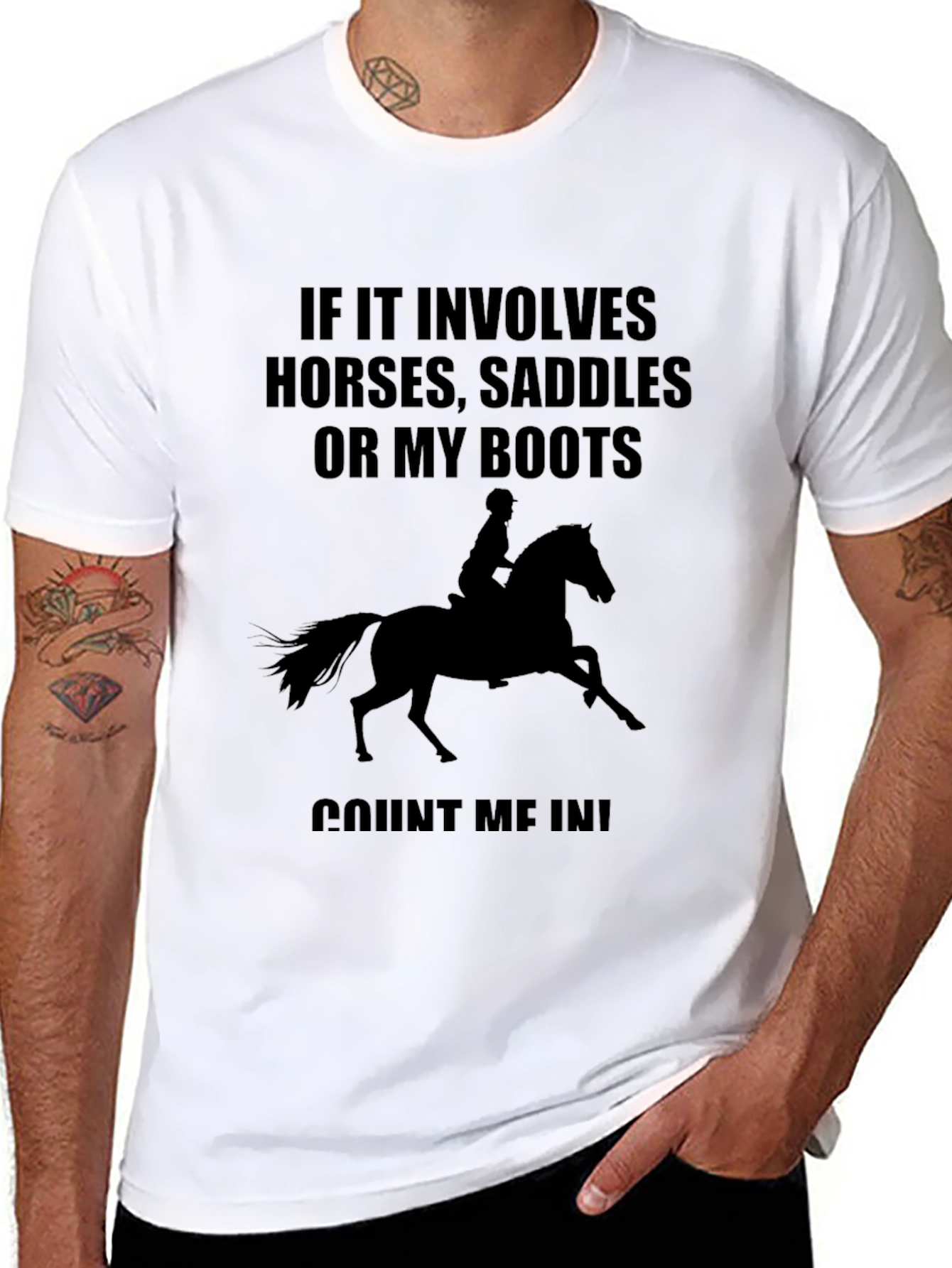 Equestrian T-Shirt: Horses, Saddles, Boots - Count Me In! - 8