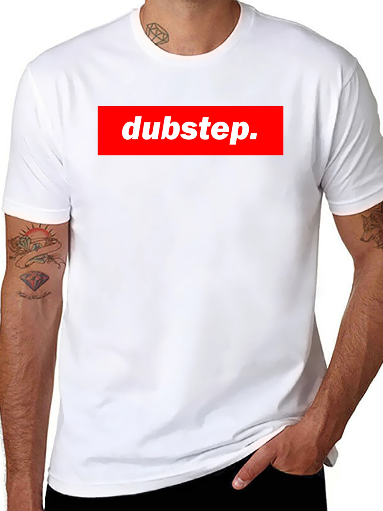 Black Dubstep Graphic Tee - Black Crew Neck T-Shirt view 8