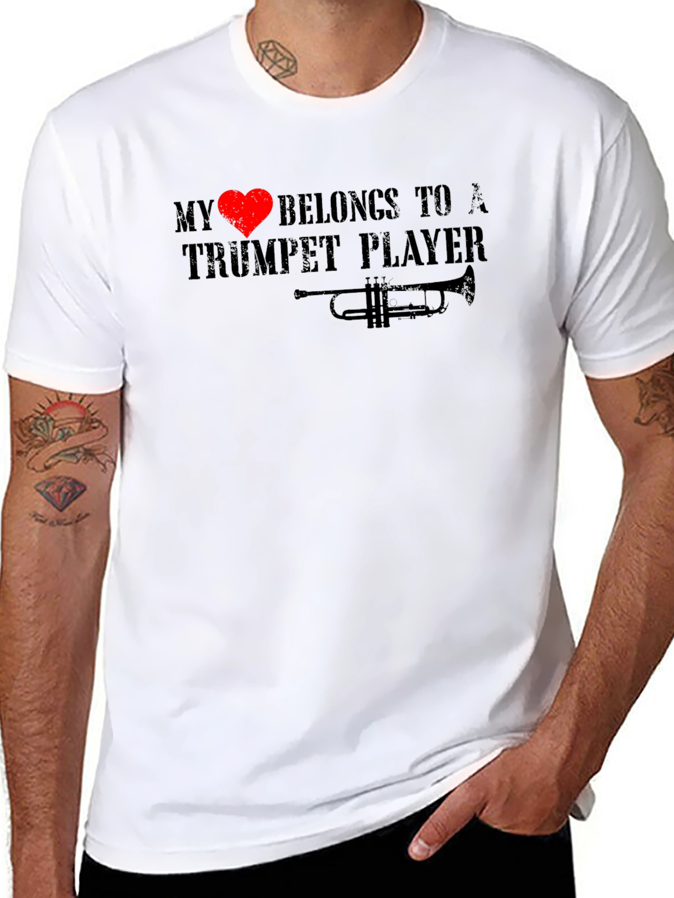 Black My Heart Belongs To A Trumpet Player T-Shirt view 8
