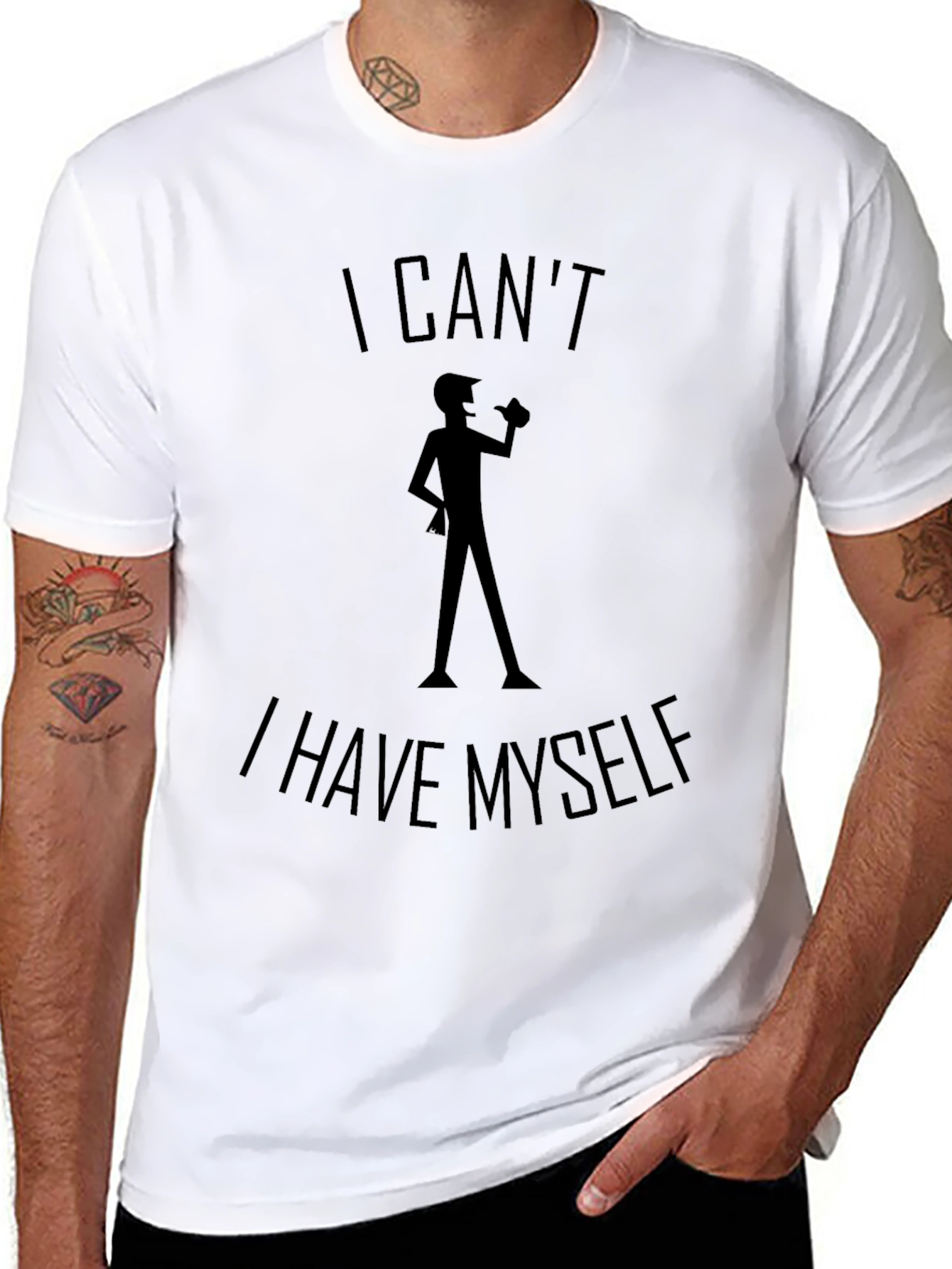 Black I Can't I Have Myself Black T-Shirt view 8