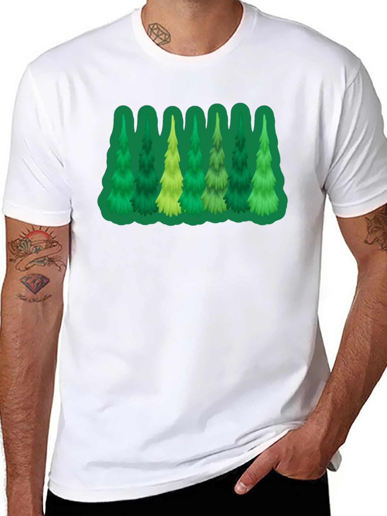 Black Evergreen Tree Graphic Black Tee view 8