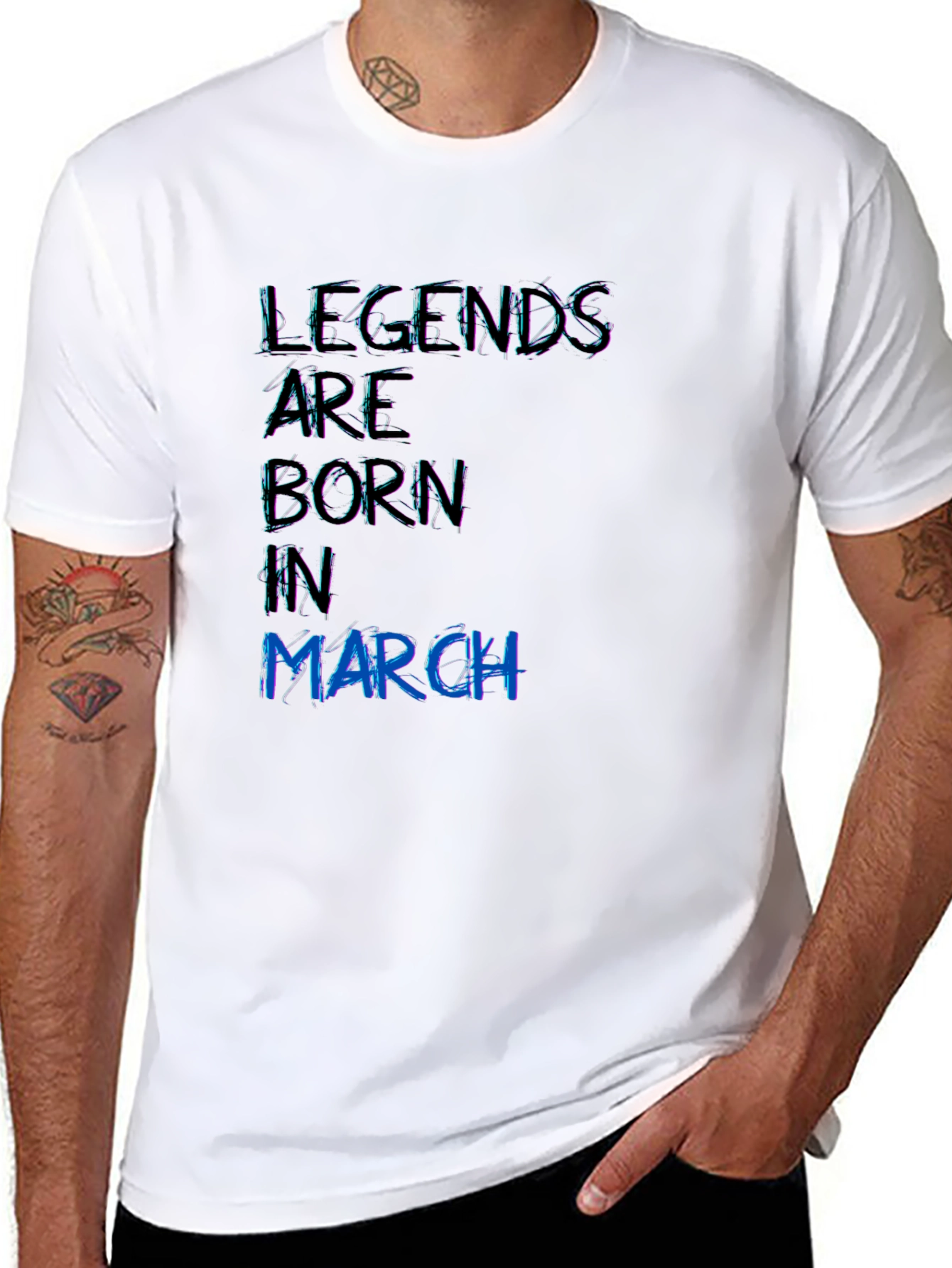 Black Legends are Born in March Black T-Shirt view 8