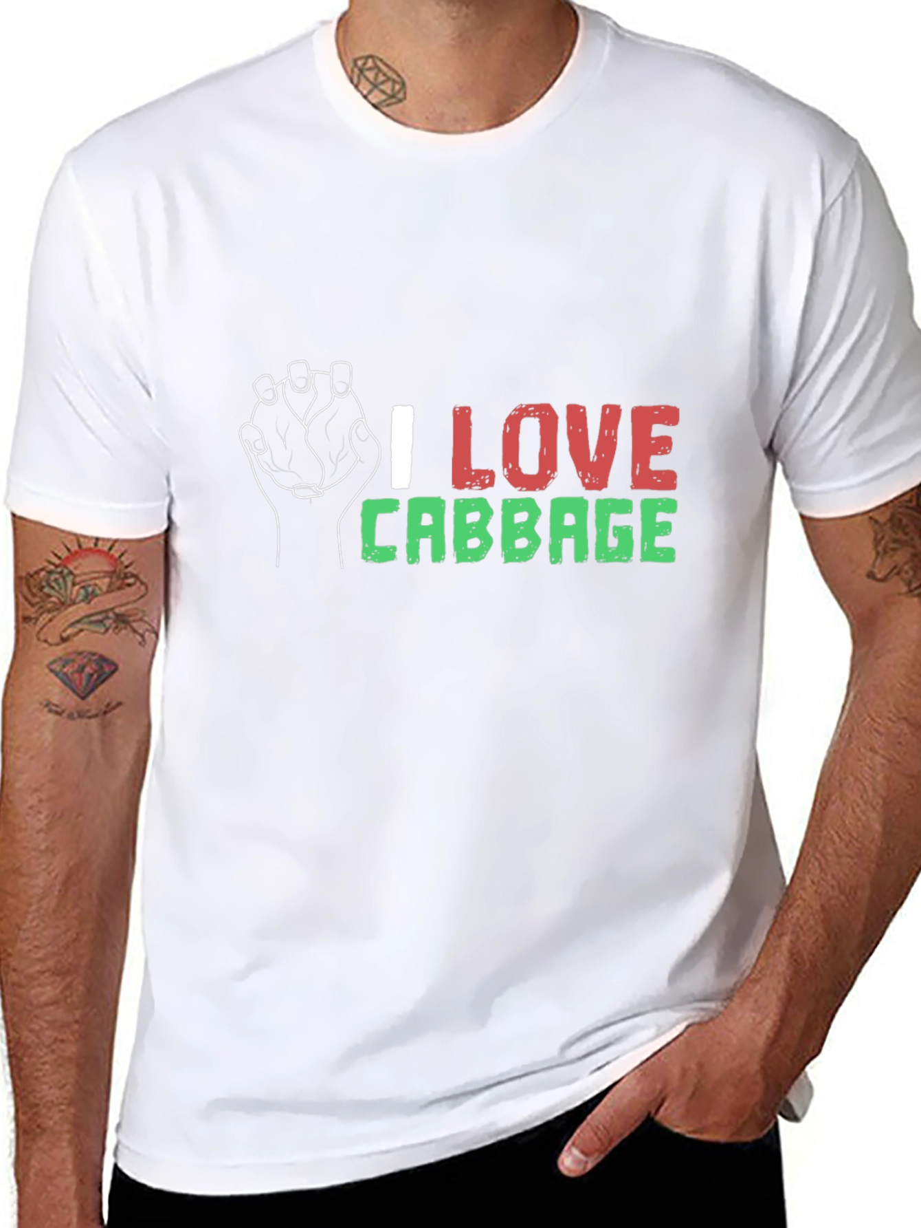 Black I Love Cabbage Graphic Tee - Black view 8