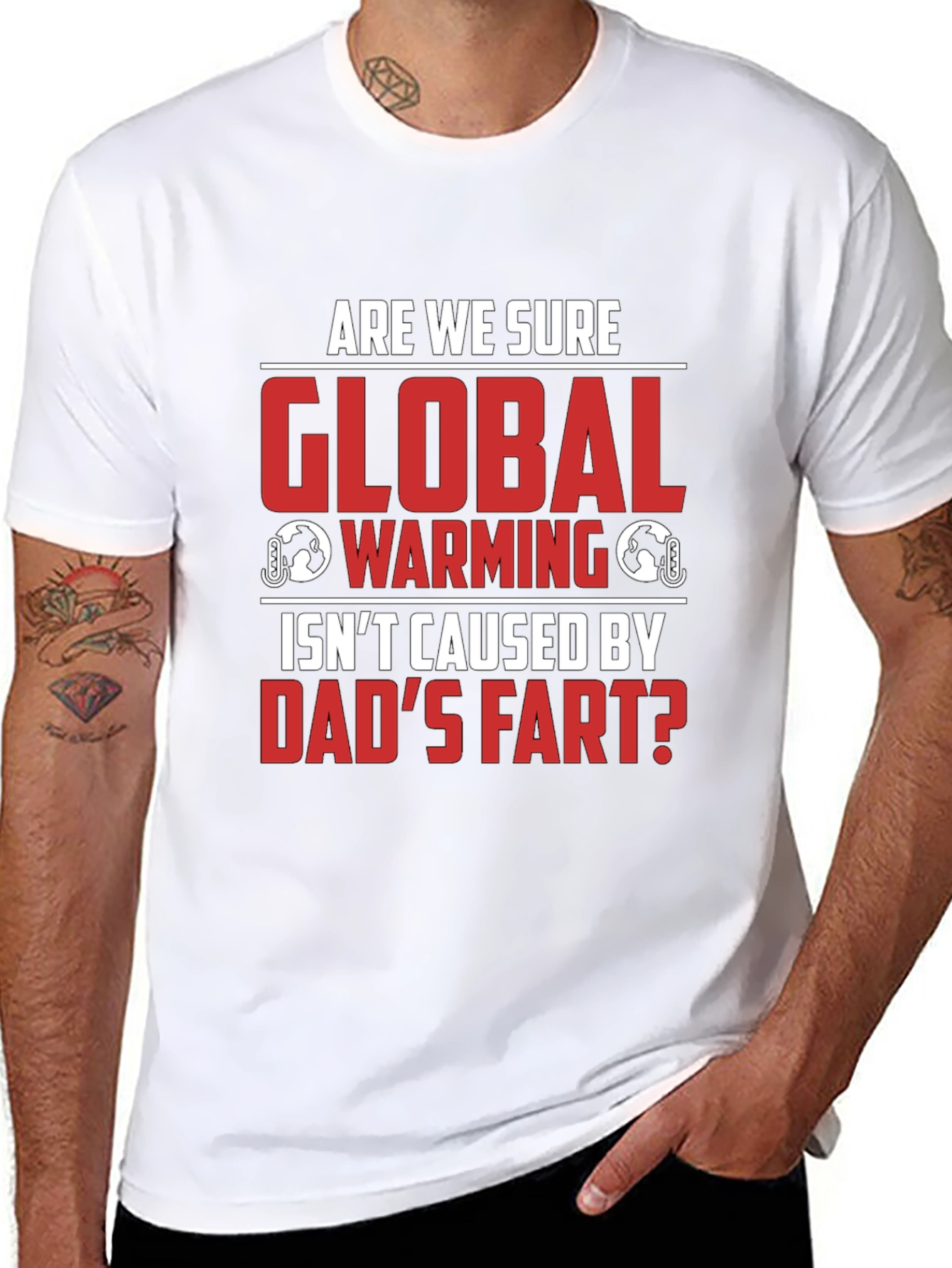 Black Dad's Fart Global Warming Humor Tee view 8