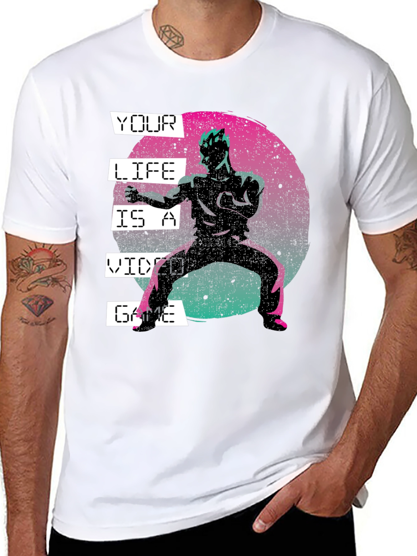 Black Your Life Is A Video Game Black Graphic Tee view 8