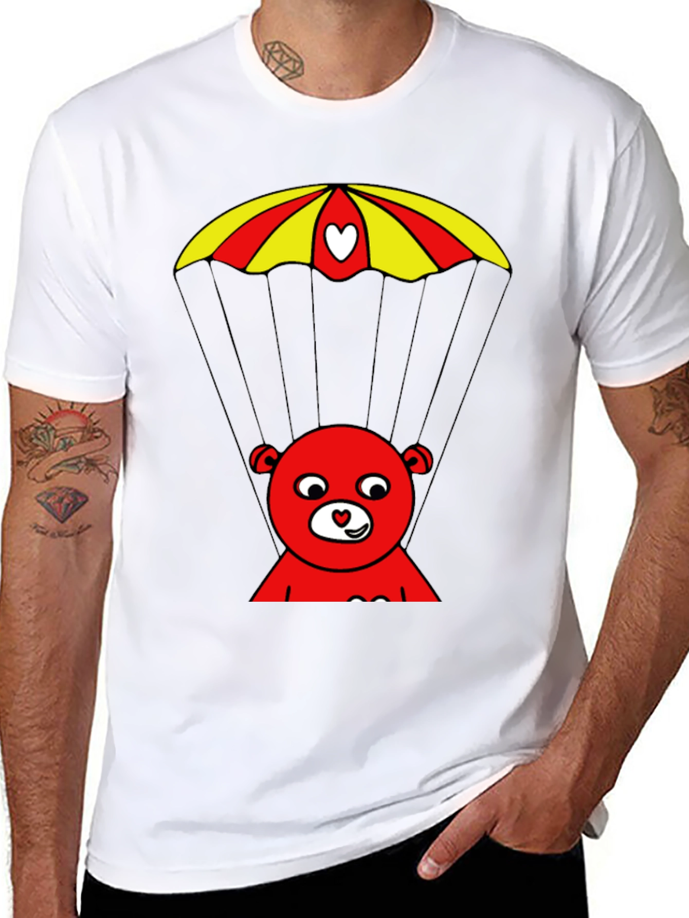 Black Red Bear Parachute Graphic Tee view 8