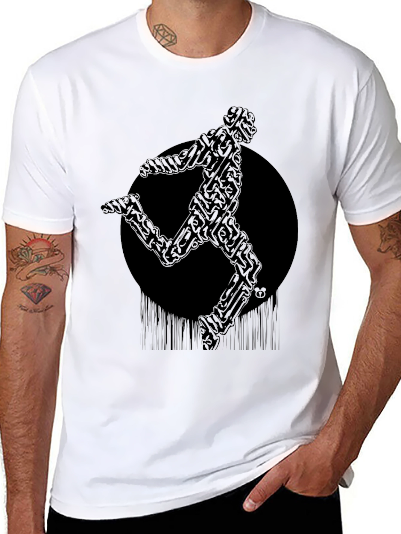 Black Abstract Runner Graphic T-Shirt view 8