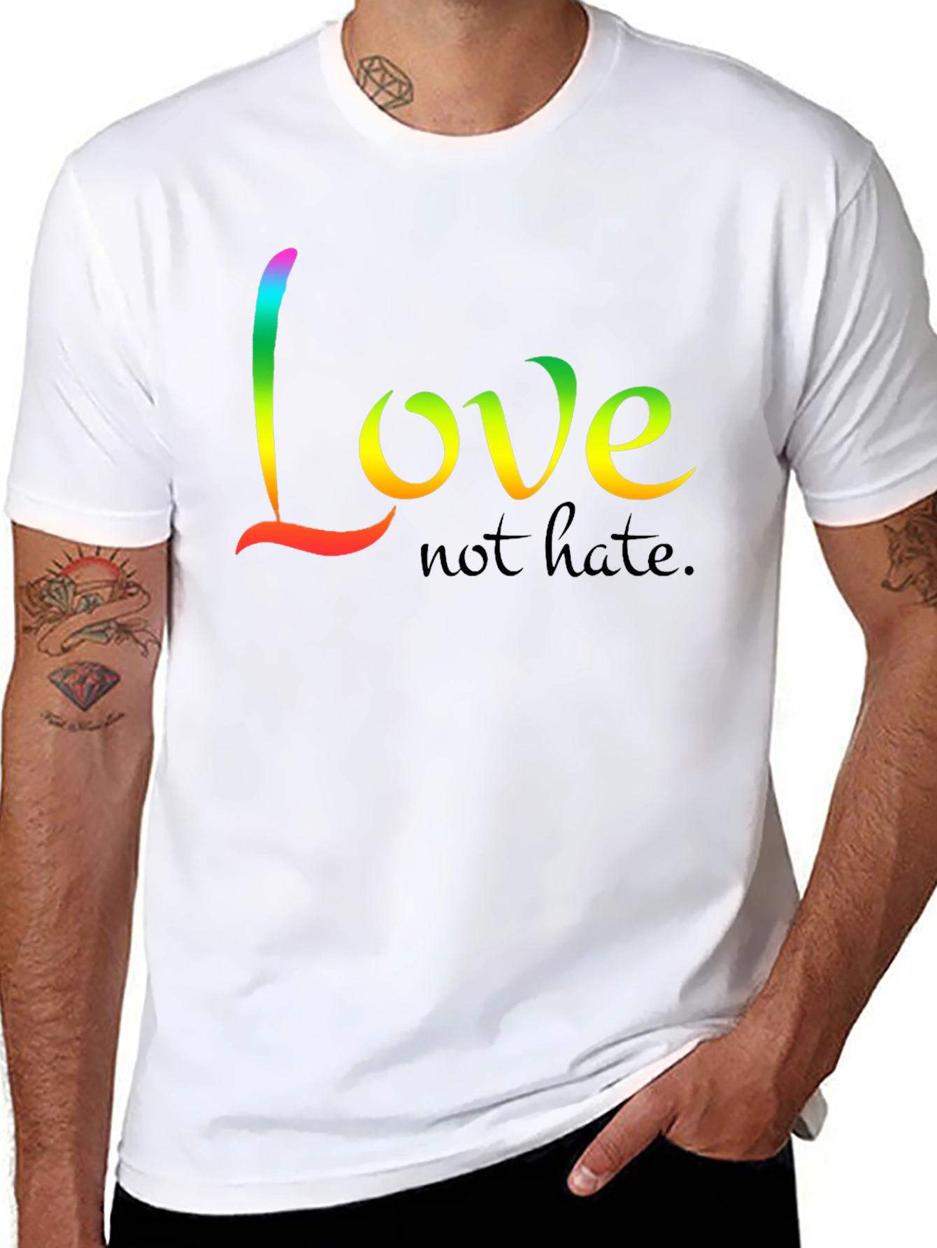 Black Love Not Hate T-Shirt - Rainbow Graphic Tee view 8