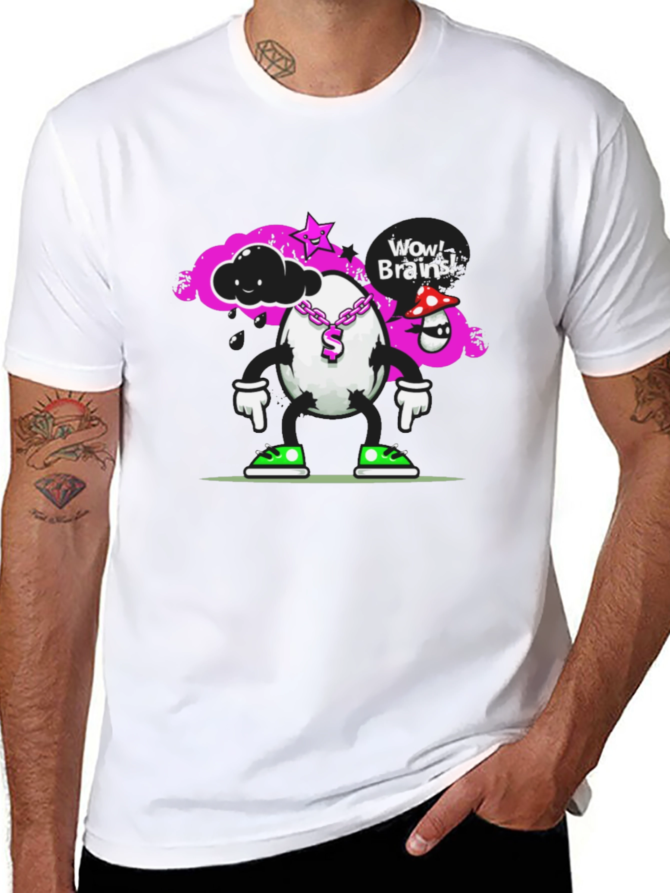 Black Funky Brains Graphic Tee - Unique Design view 8