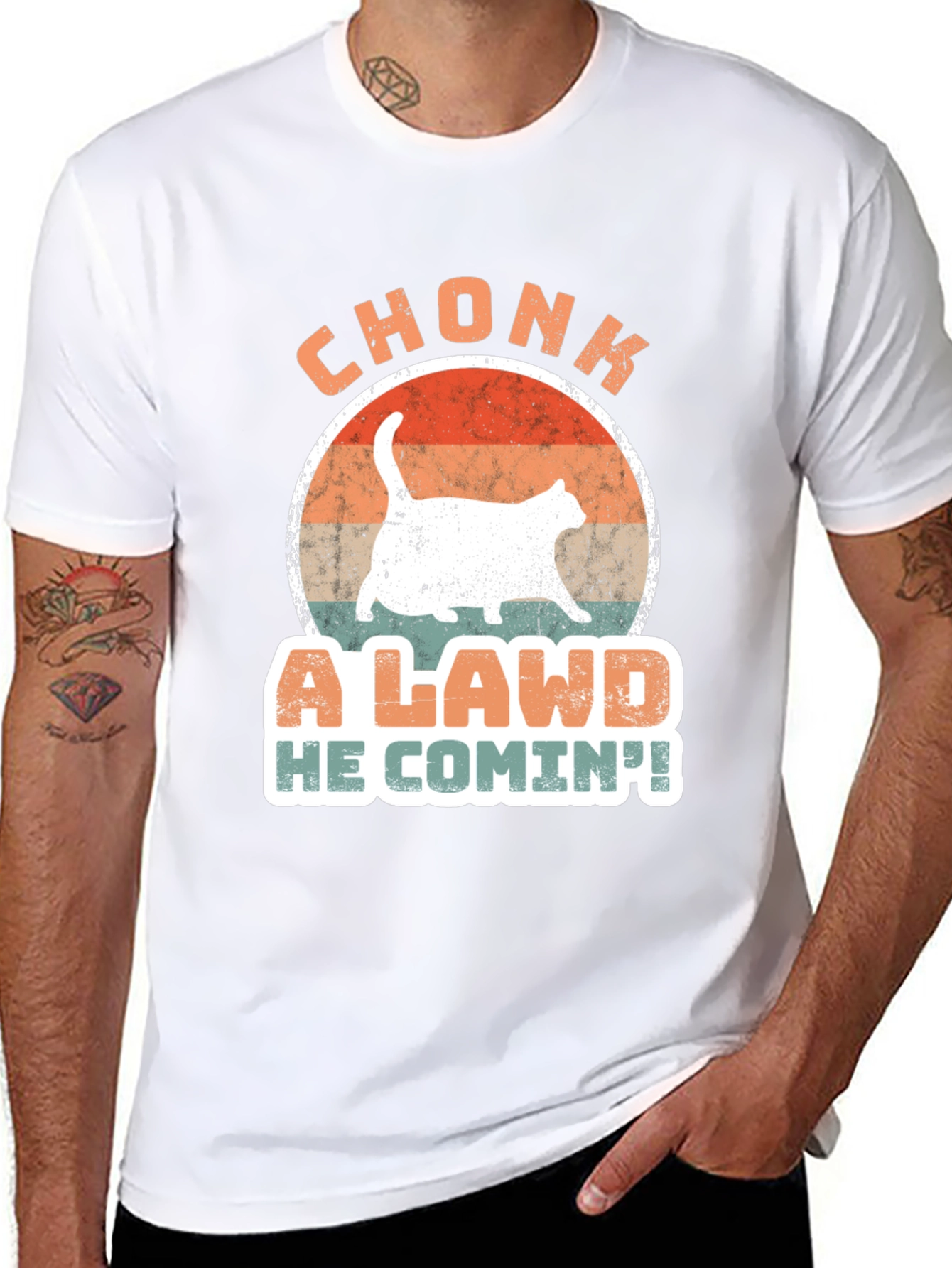 Black Chonk Cat T-Shirt - A Lawd He Comin'! view 8