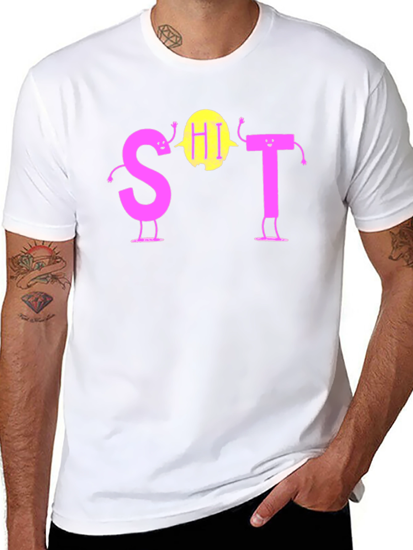 Black Funny S-HI-T T-Shirt Novelty Graphic Tee view 8