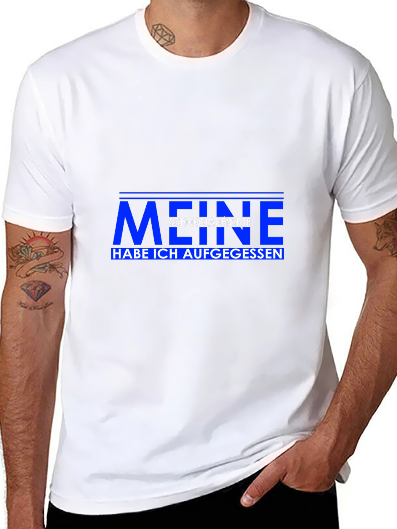 Men's Black T-Shirt with German "Meine Schokoladenseite" Graphic - 8