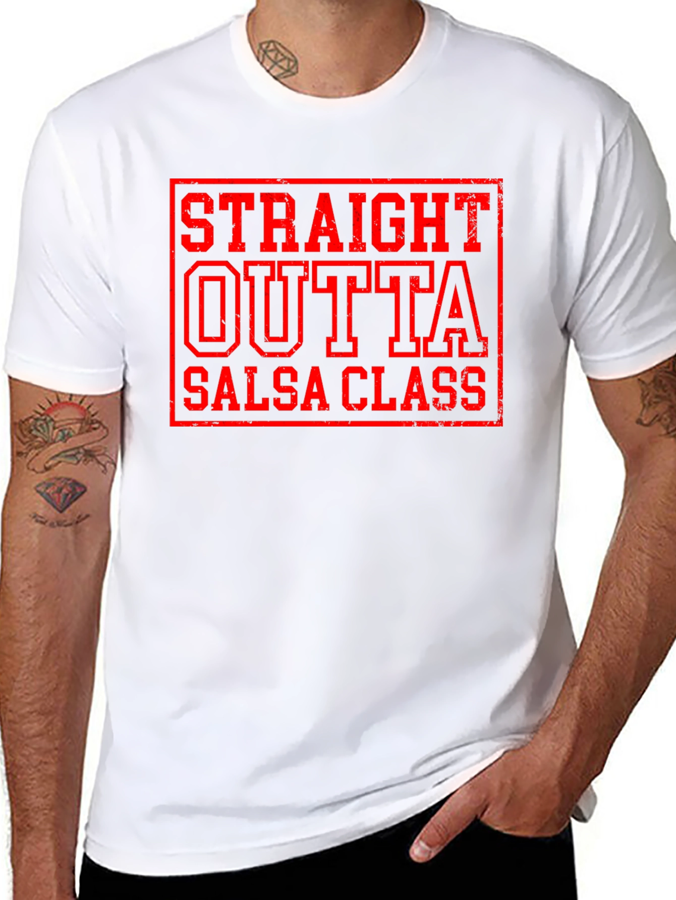 Black Straight Outta Salsa Class Funny Dance T-Shirt view 8