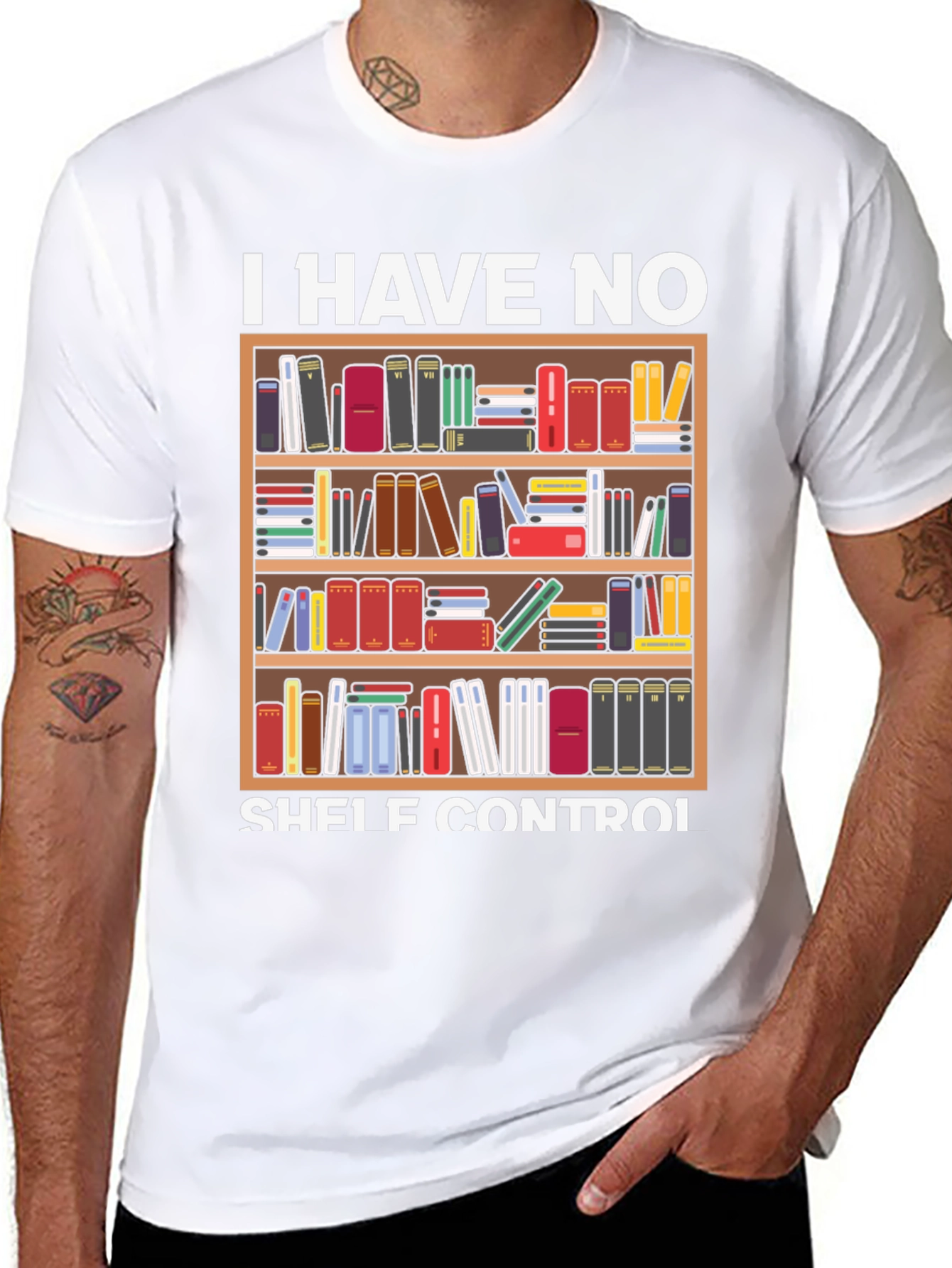 Black I Have No Shelf Control Book Lover T-Shirt view 8
