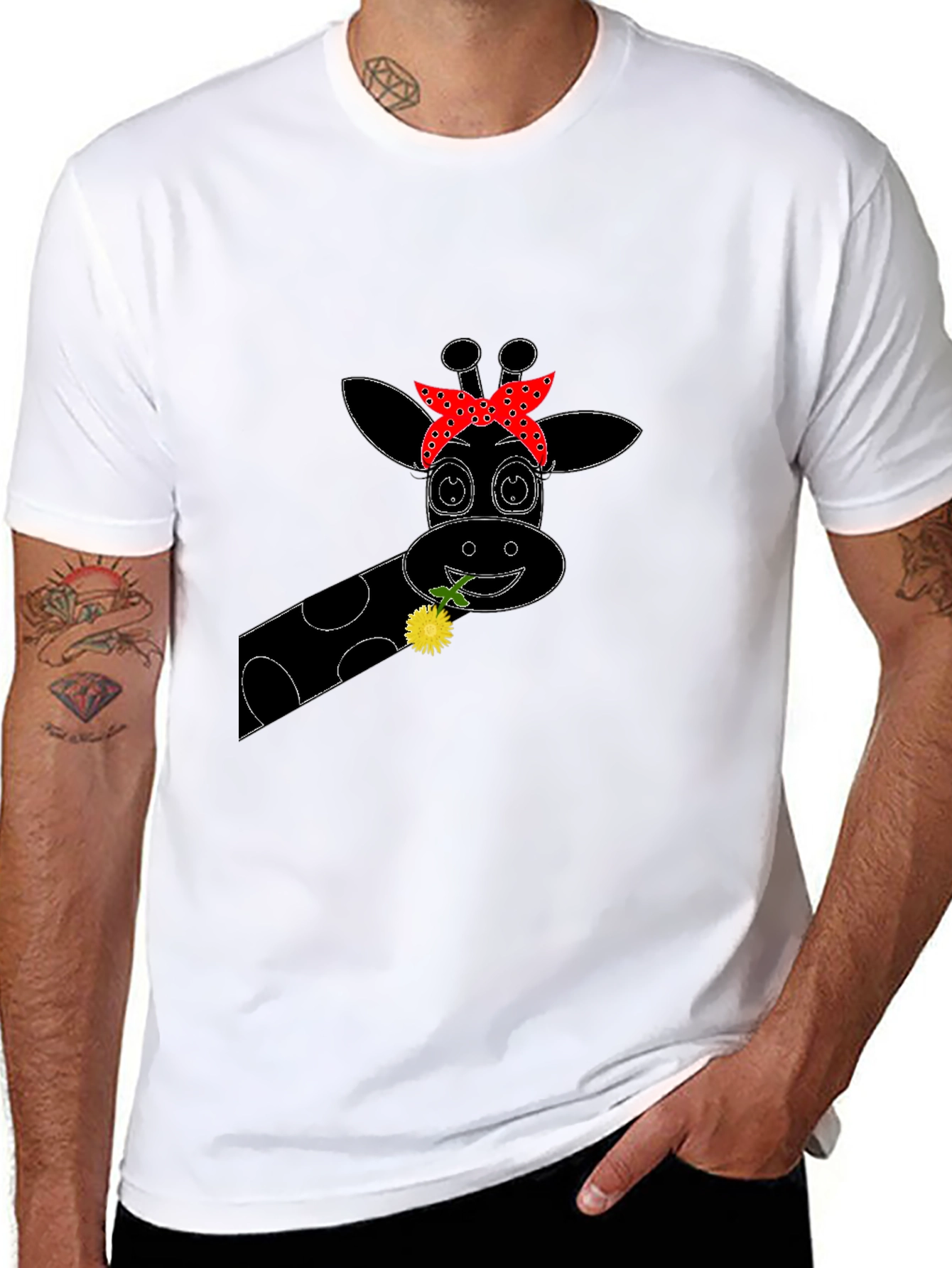 Black Giraffe Bandana Graphic Tee - Black view 8