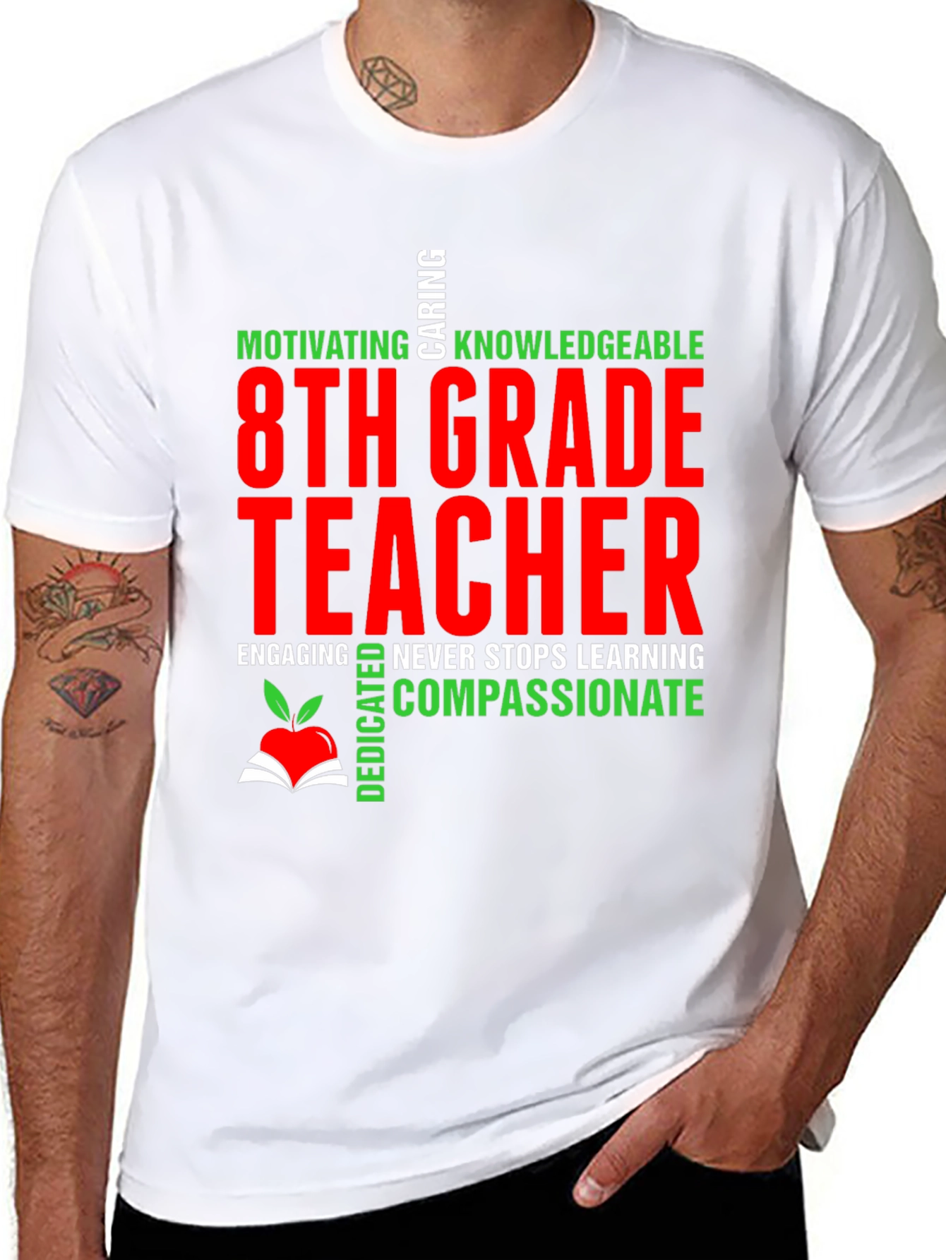 Black 8th Grade Teacher Graphic T-Shirt view 8