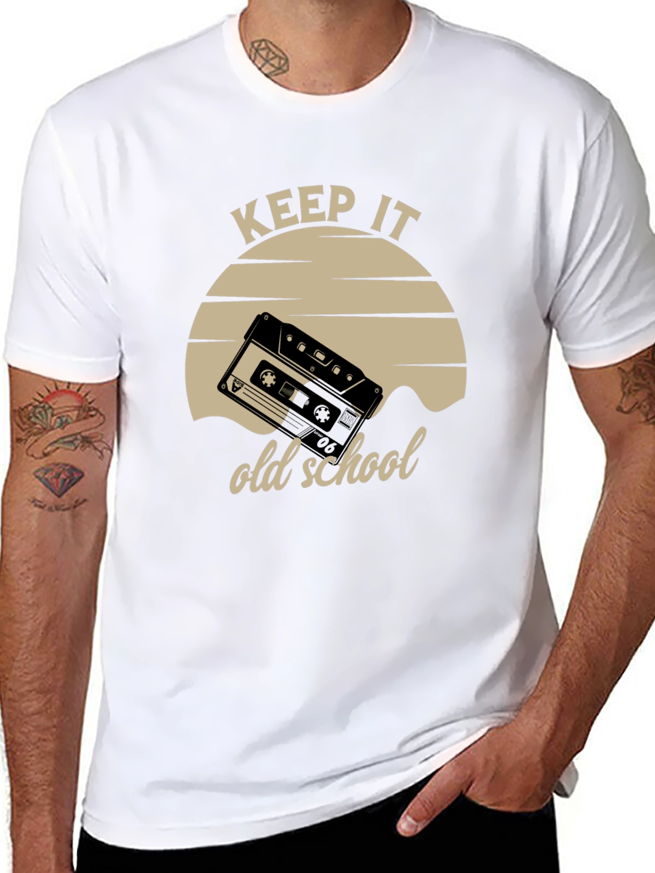 Black Keep It Old School Cassette Tape T-Shirt view 8