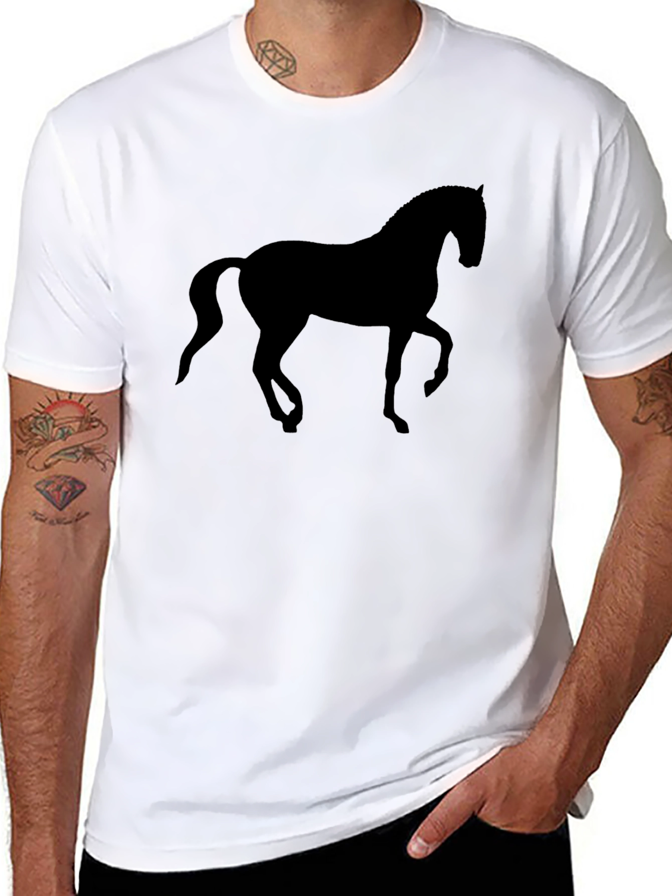 Black Horse Silhouette Graphic Tee - Classic Black T-Shirt view 8