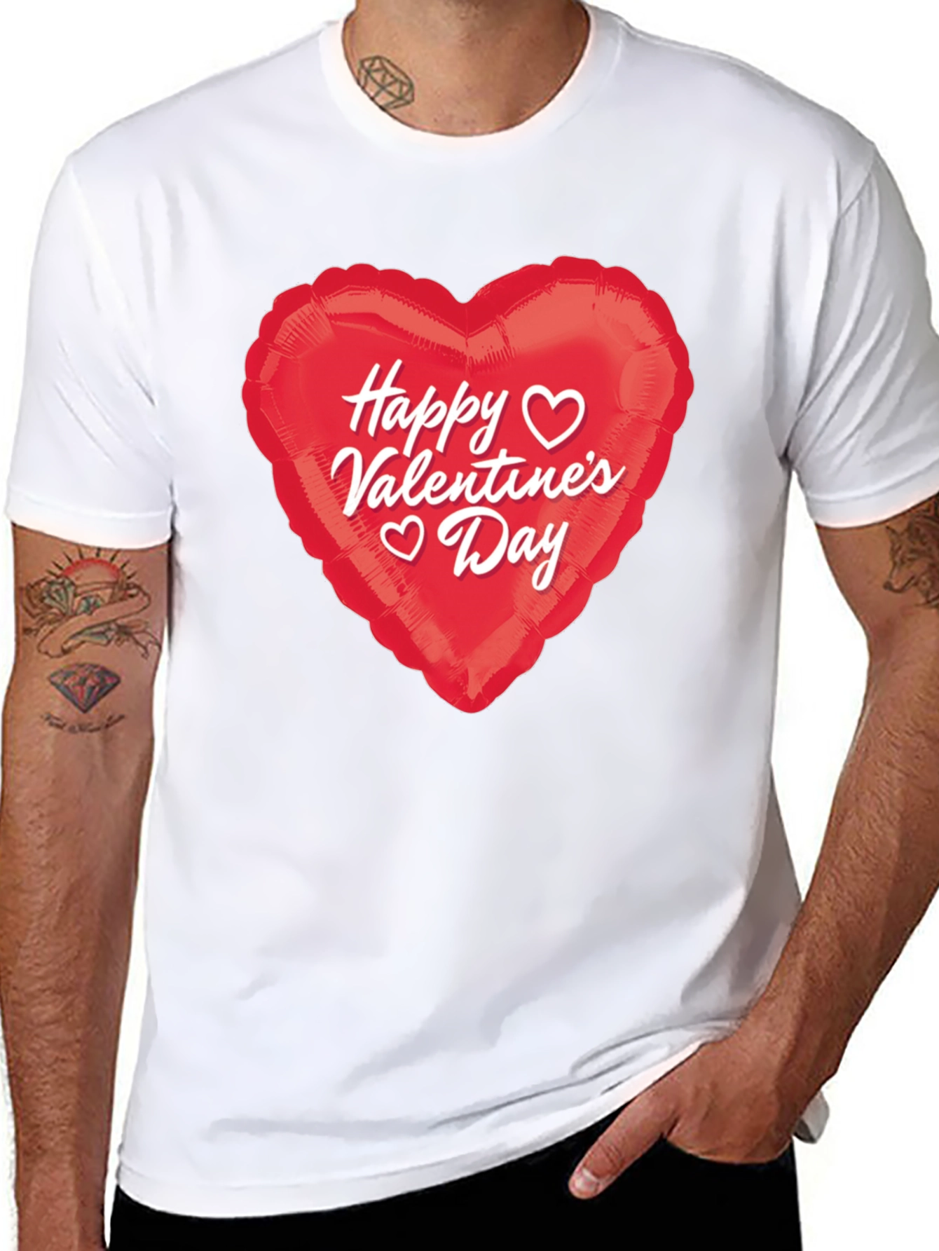 Black Happy Valentine's Day Heart Graphic T-Shirt view 8