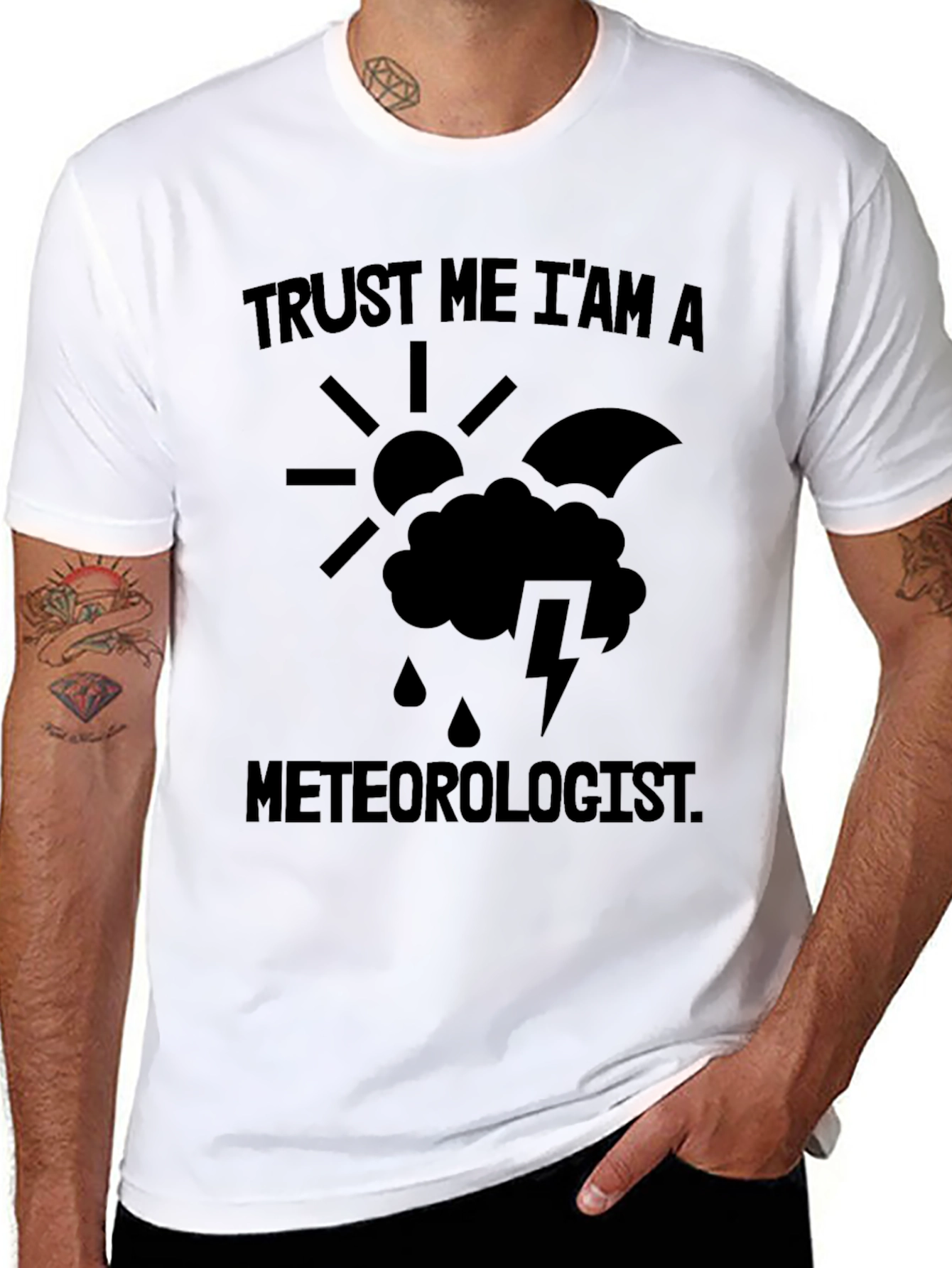 Black Trust Me I'm A Meteorologist Funny Weather T-Shirt view 8
