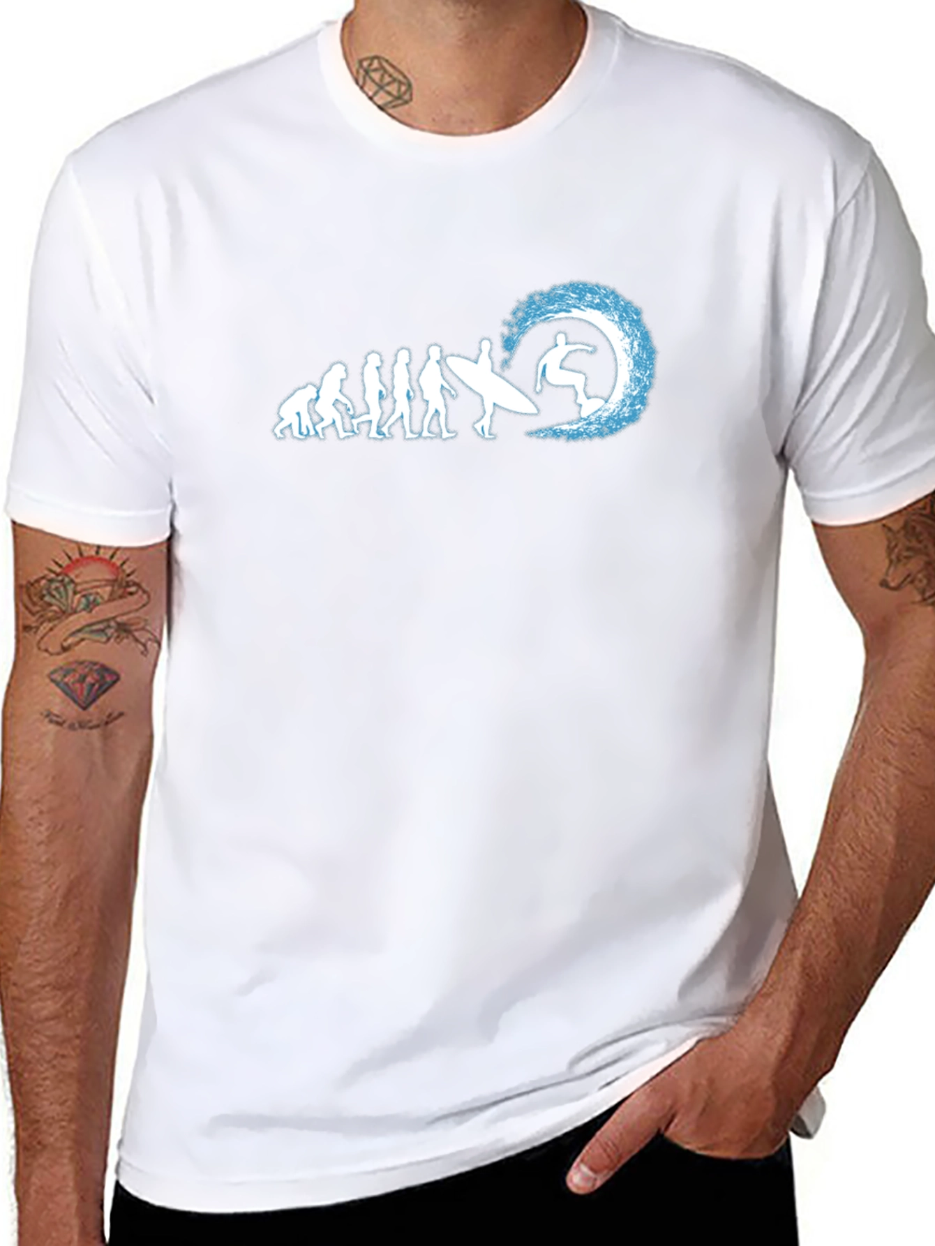Black Evolution of Surfing Graphic T-Shirt view 8