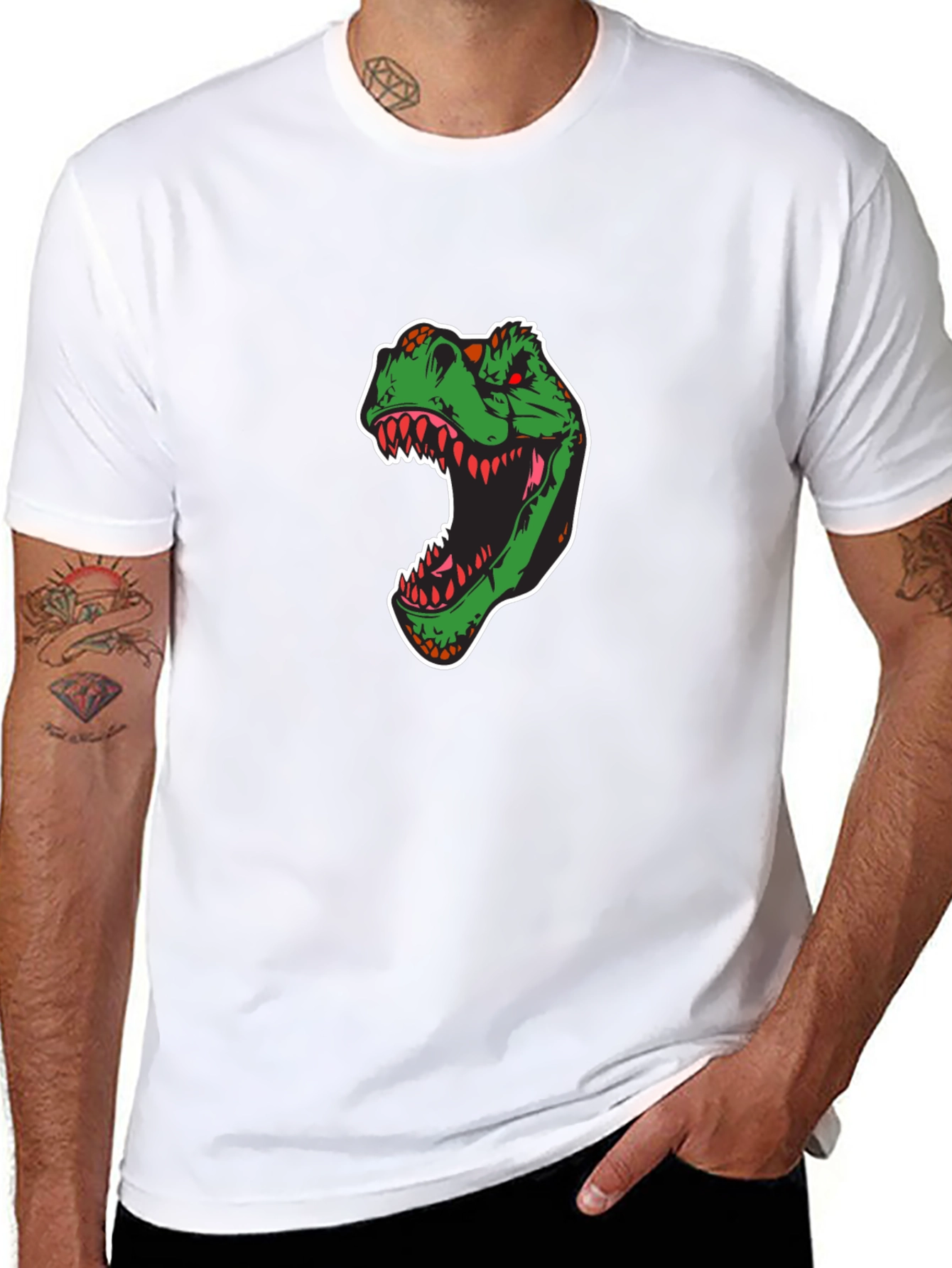 Black Dinosaur Graphic Tee - T-Rex Design view 8
